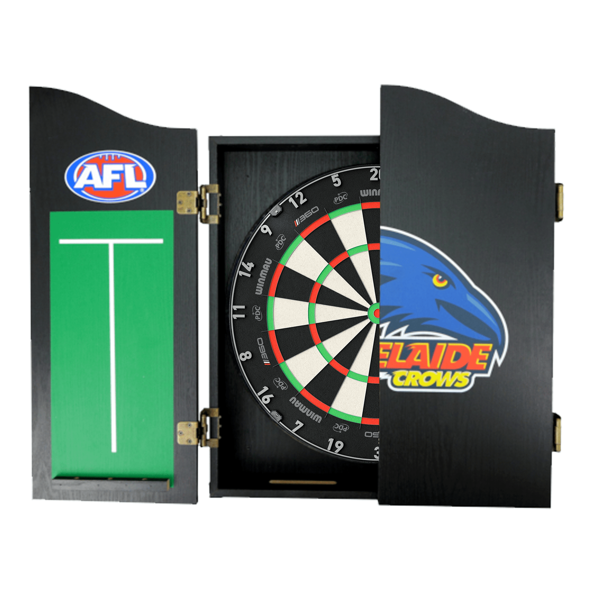 AFL Blade 360 Dartboard, Official AFL Cabinet & Darts - Complete Darts Set Blade 360 / Adelaide Crows Boards