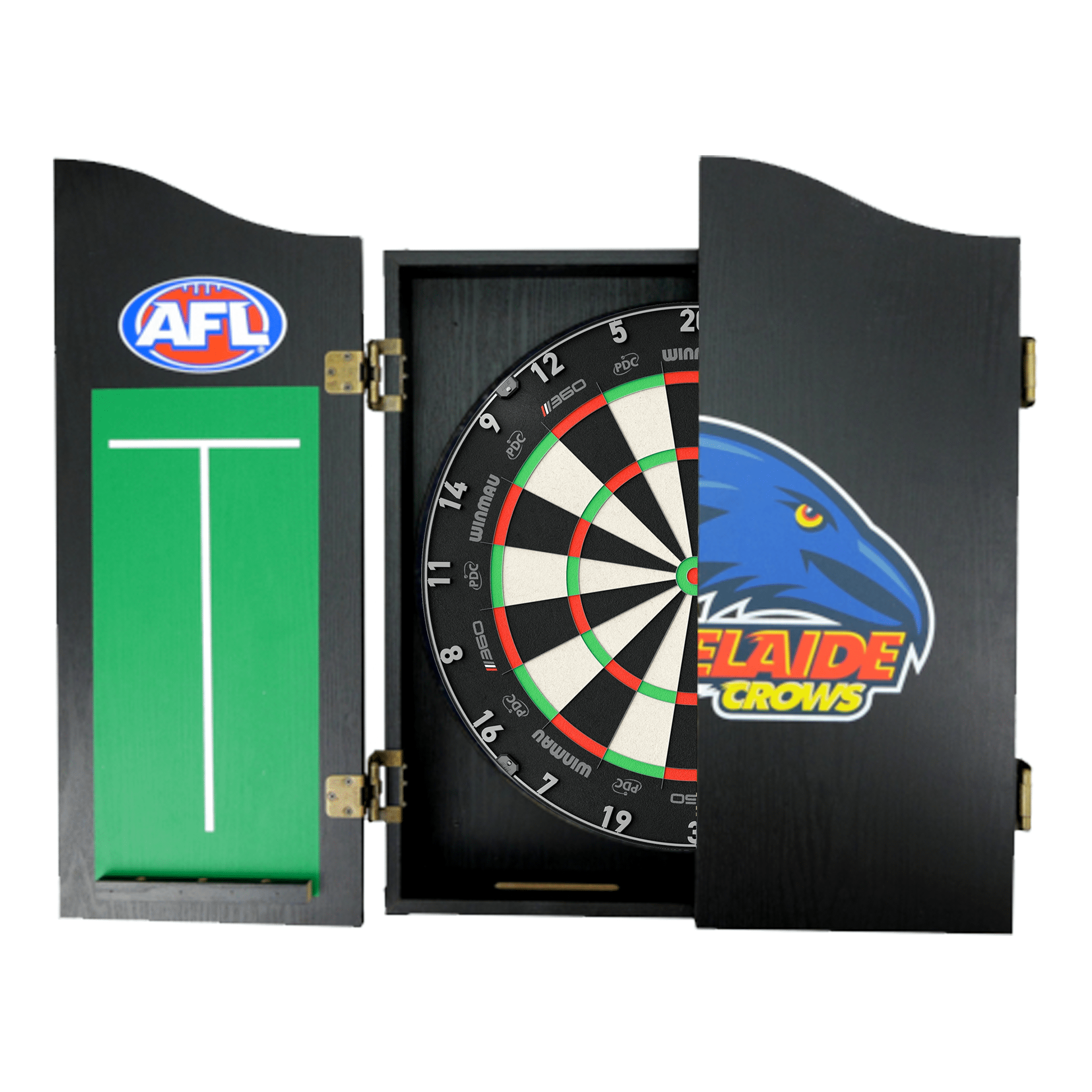 AFL Blade 360 Dartboard, Official AFL Cabinet & Darts - Complete Darts Set Blade 360 / Adelaide Crows Boards