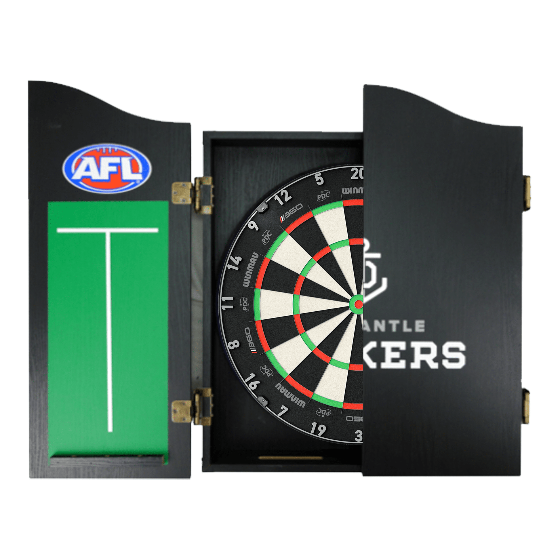 AFL Blade 360 Dartboard, Official AFL Cabinet & Darts - Complete Darts Set Blade 360 / Fremantle Dockers Boards