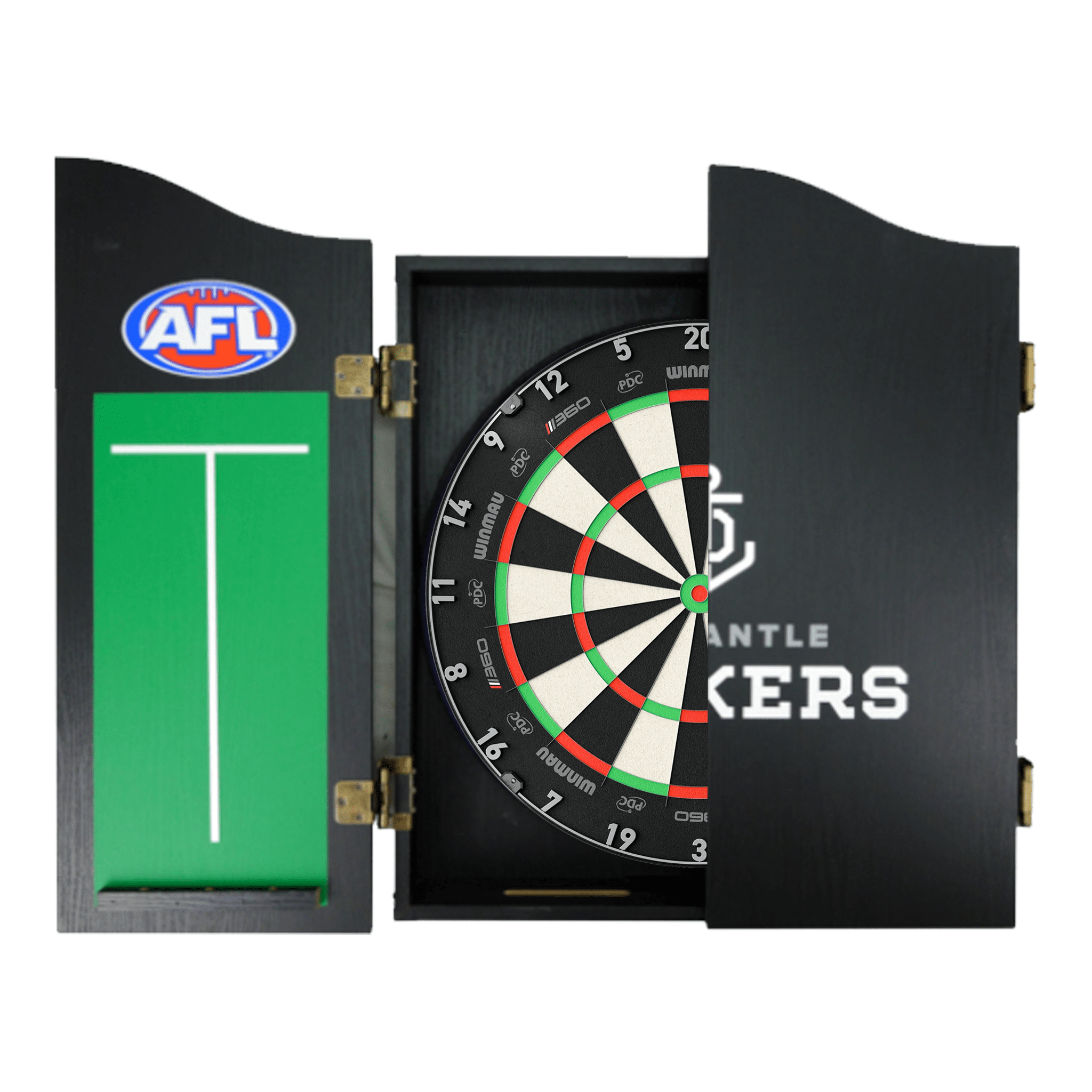 AFL Blade 360 Dartboard, Official AFL Cabinet & Darts - Complete Darts Set Blade 360 / Fremantle Dockers Boards