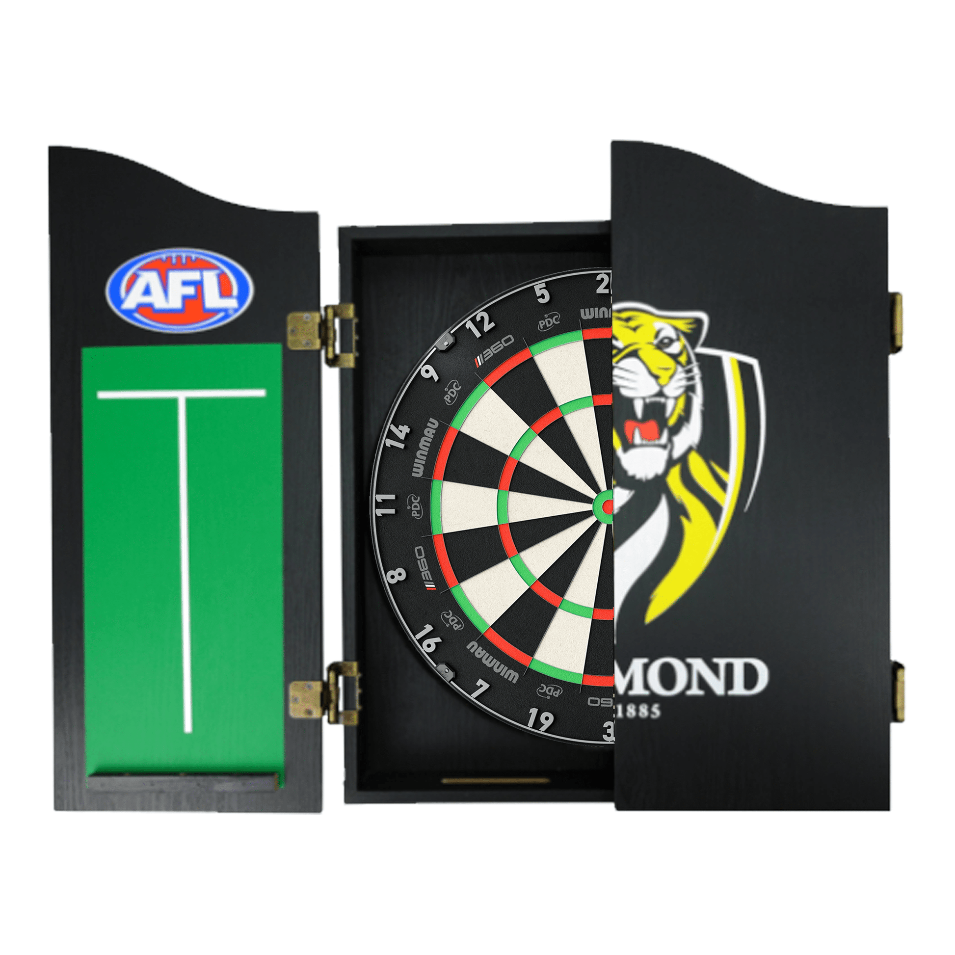 AFL Blade 360 Dartboard, Official AFL Cabinet & Darts - Complete Darts Set Blade 360 / Richmond Tigers Boards