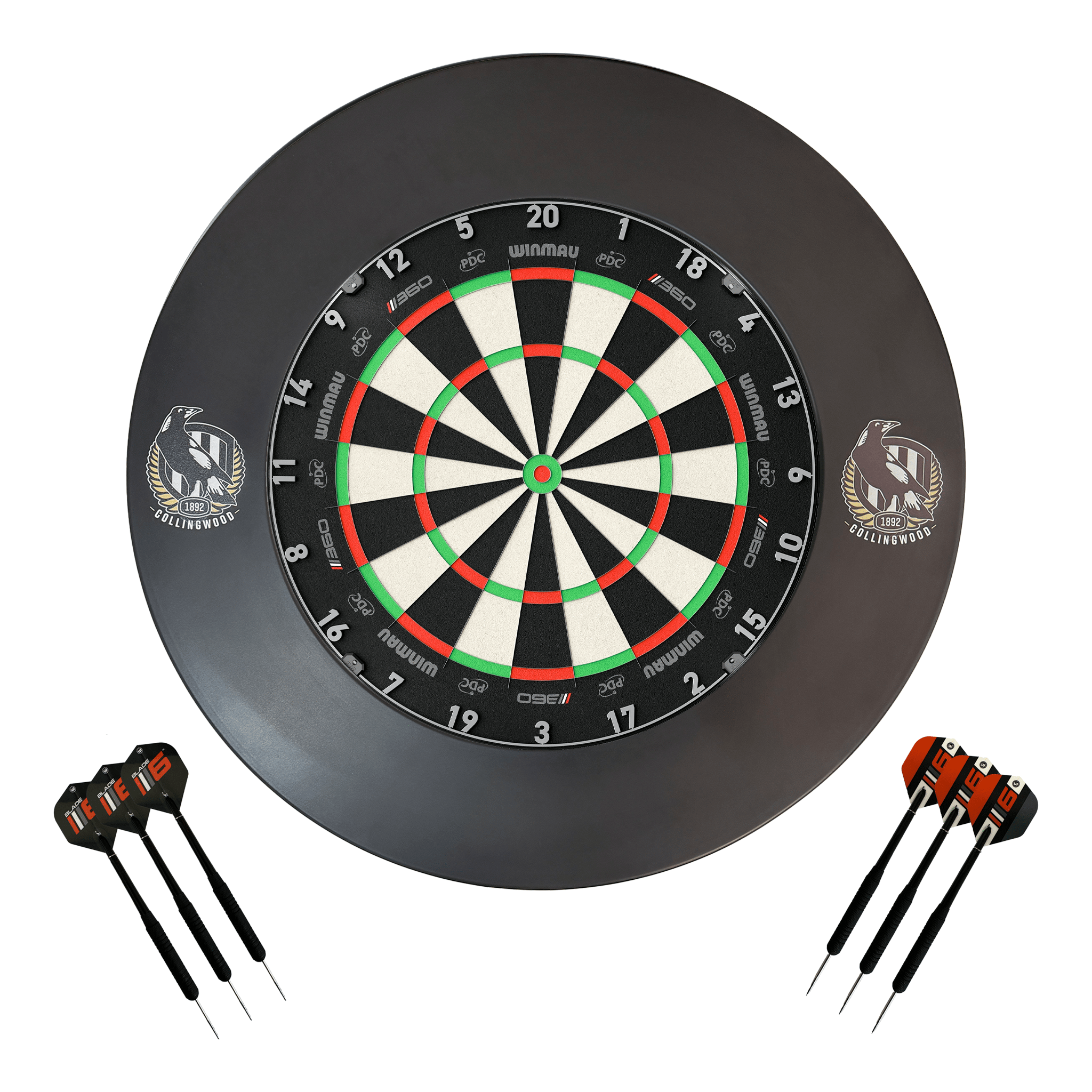 AFL Blade 360 Dartboard, Official AFL Surround & Darts - Complete Darts Set Blade 360 / Collingwood Magpies Boards