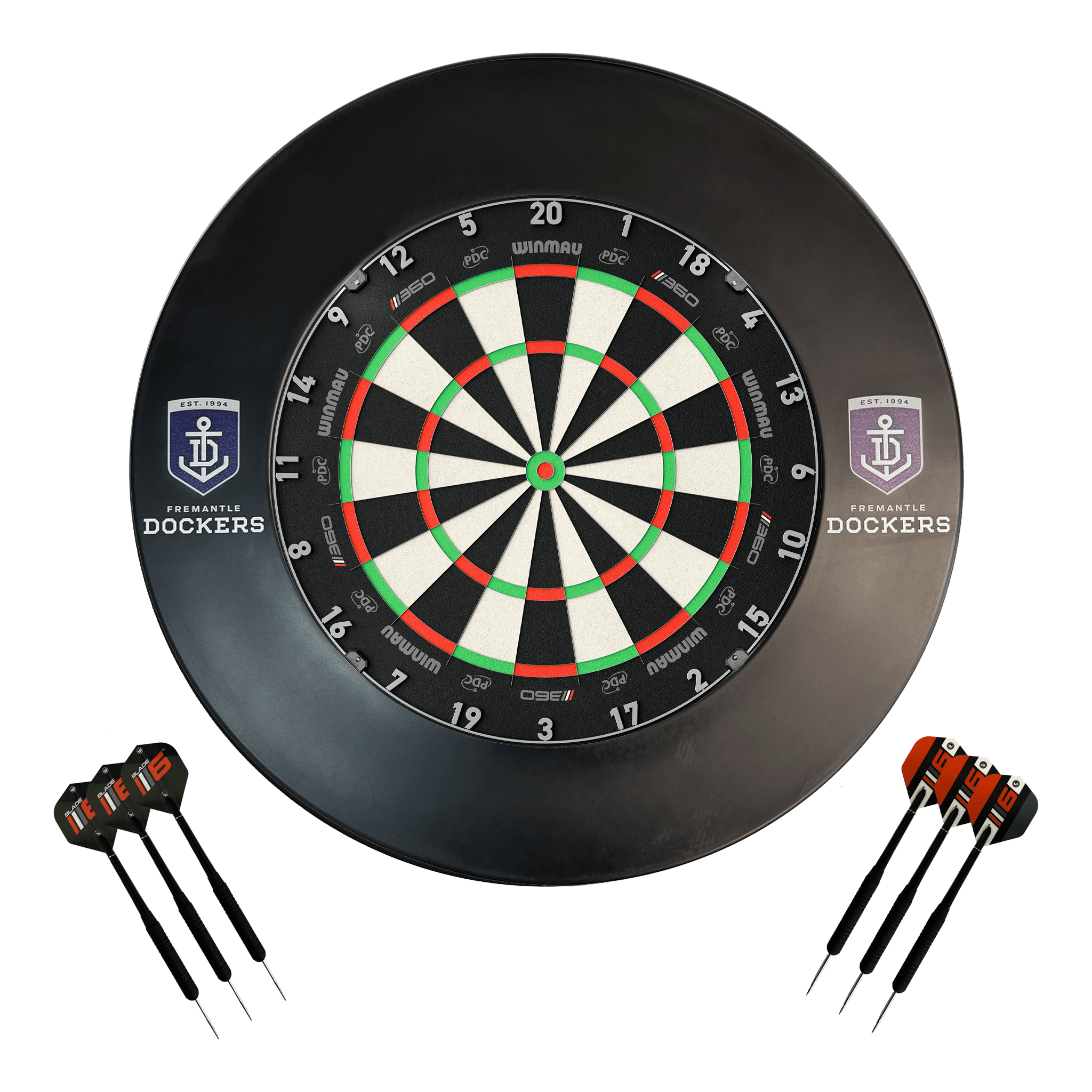 AFL Blade 360 Dartboard, Official AFL Surround & Darts - Complete Darts Set Blade 360 / Fremantle Dockers Boards