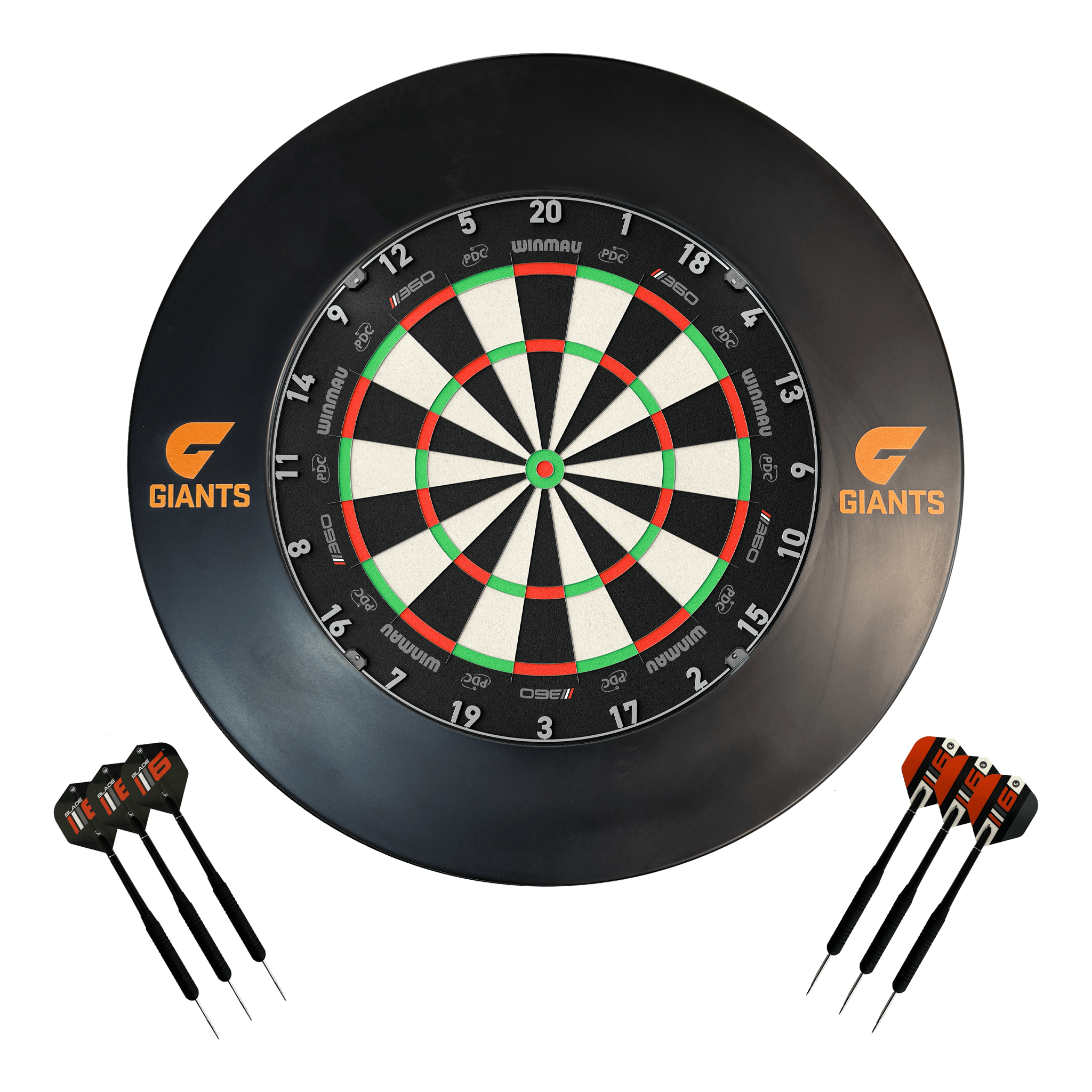 AFL Blade 360 Dartboard, Official AFL Surround & Darts - Complete Darts Set Blade 360 / GWS Giants Boards