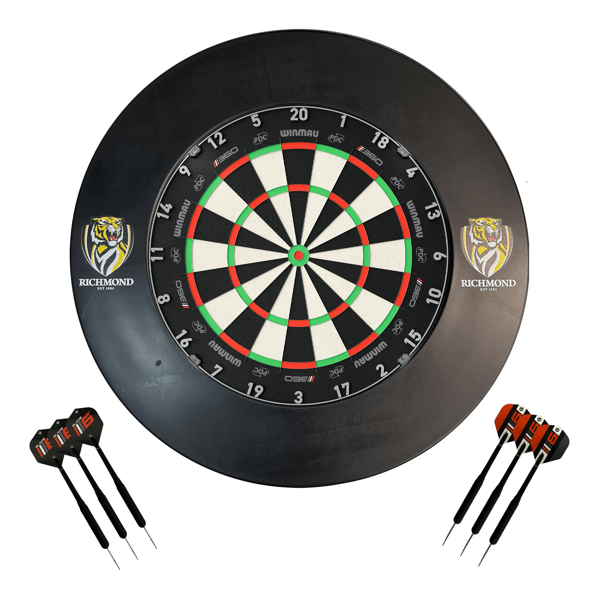 AFL Blade 360 Dartboard, Official AFL Surround & Darts - Complete Darts Set Blade 360 / Richmond Tigers Boards