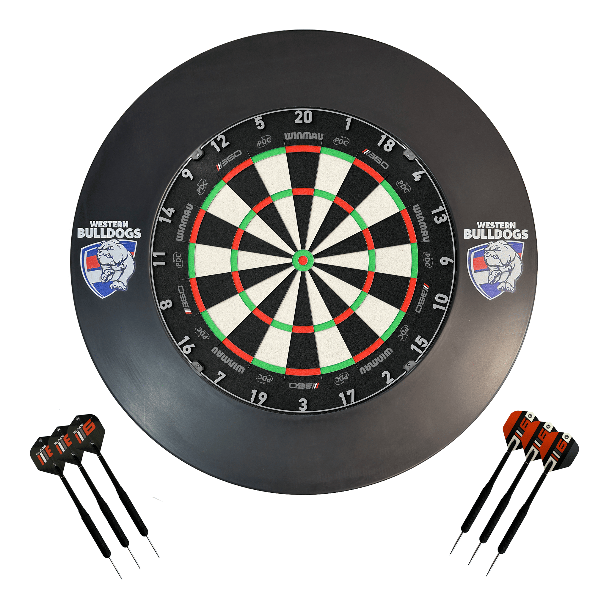 AFL Blade 360 Dartboard, Official AFL Surround & Darts - Complete Darts Set Blade 360 / Western Bulldogs Boards