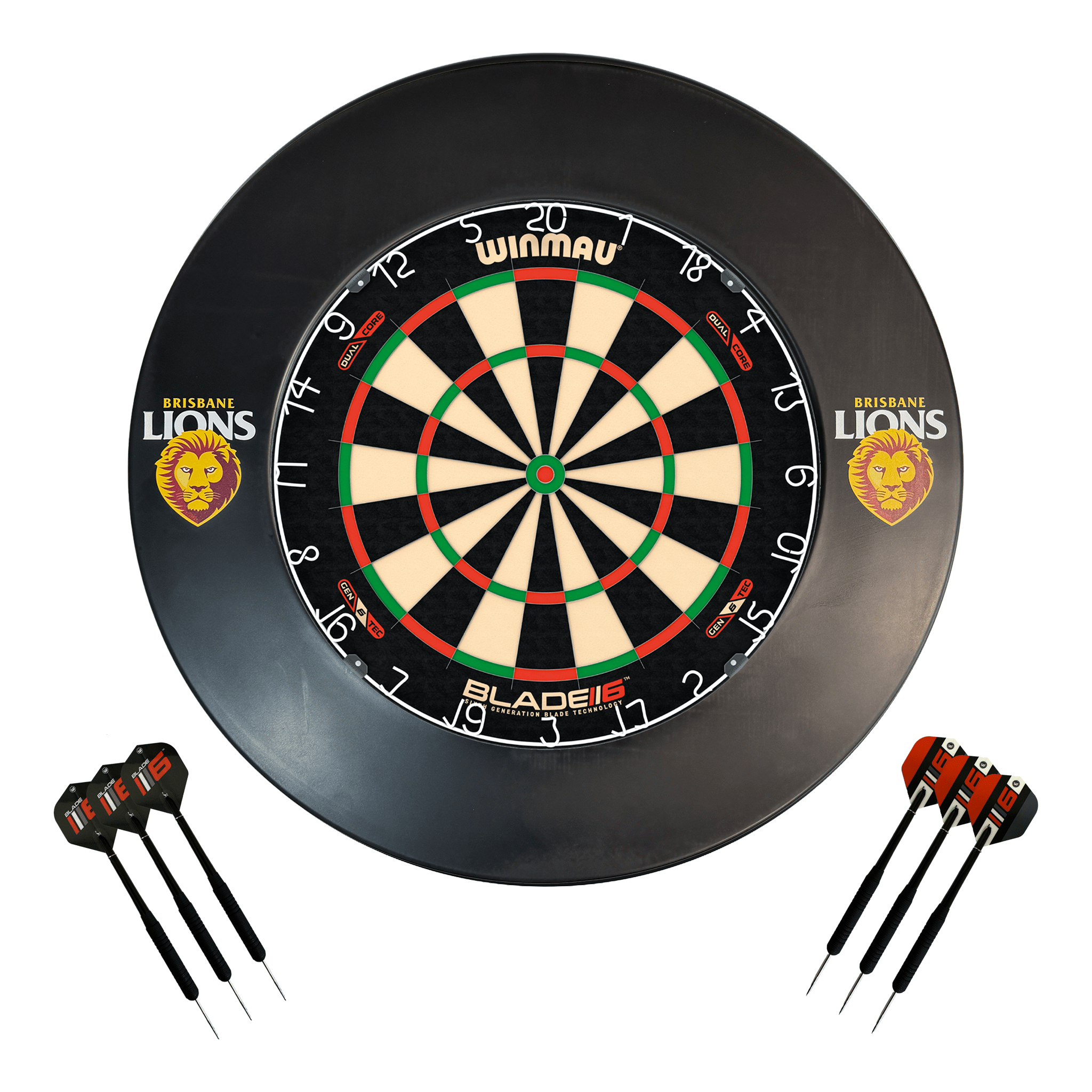 AFL Blade 6 Dartboard, Official AFL Surround & Darts - Complete Darts Set Blade 6 Dual Core / Brisbane Lions Boards