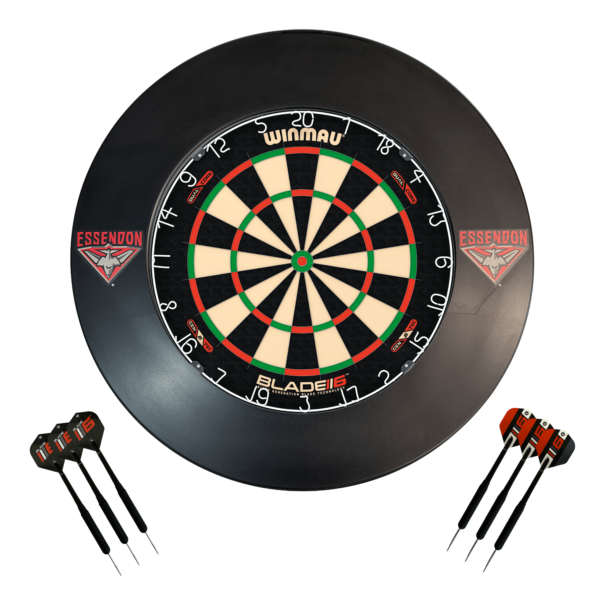 AFL Blade 6 Dartboard, Official AFL Surround & Darts - Complete Darts Set Blade 6 Dual Core / Essendon Bombers Boards