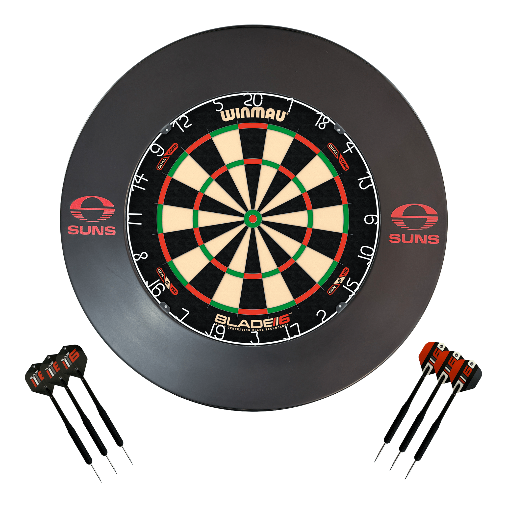 AFL Blade 6 Dartboard, Official AFL Surround & Darts - Complete Darts Set Blade 6 Dual Core / Gold Coast Suns Boards
