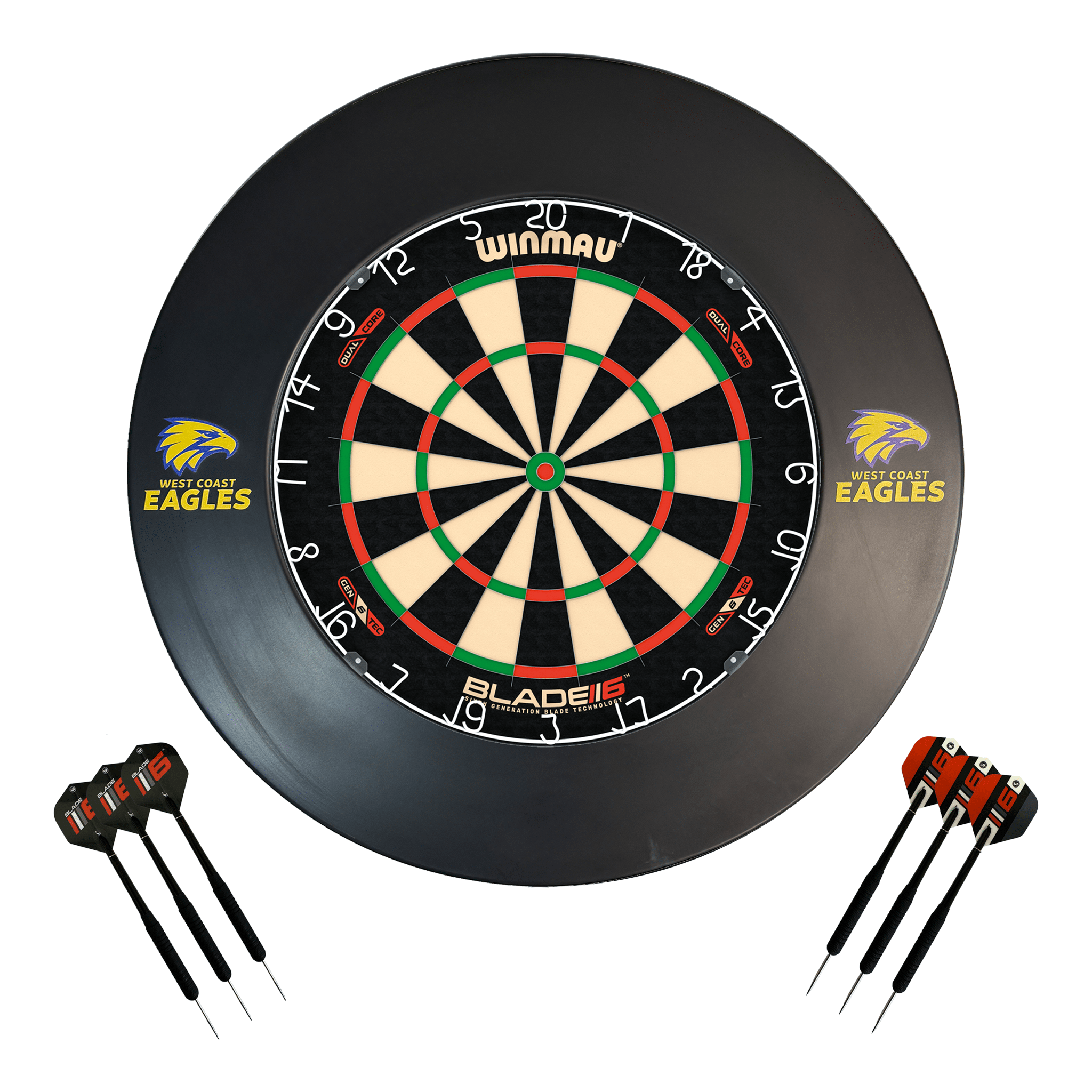 AFL Blade 6 Dartboard, Official AFL Surround & Darts - Complete Darts Set Blade 6 Dual Core / West Coast Eagles Boards