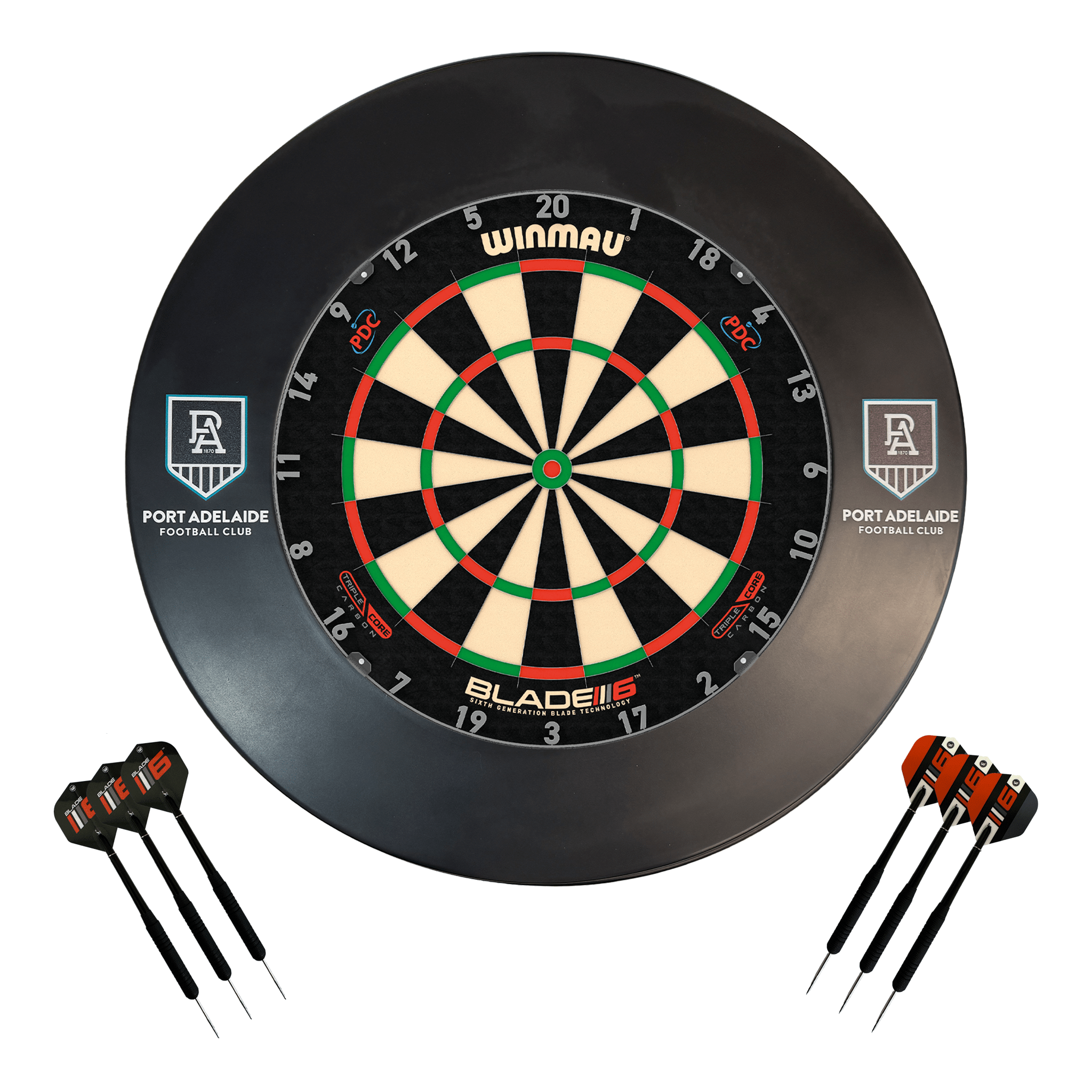 AFL Blade 6 Dartboard, Official AFL Surround & Darts - Complete Darts Set Blade 6 Triple Core / Carlton Blues Boards