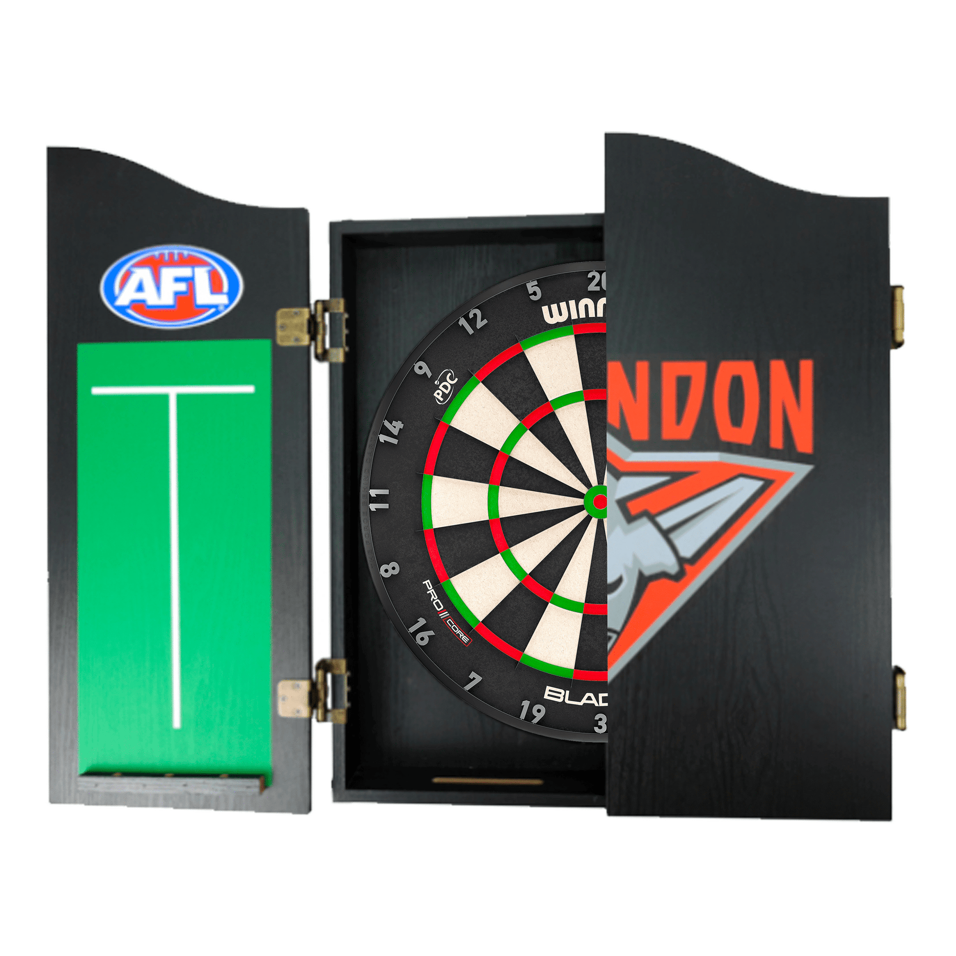 AFL Blade X Dartboard, Official AFL Cabinet & Darts - Complete Darts Set Blade X / Essendon Bombers Boards