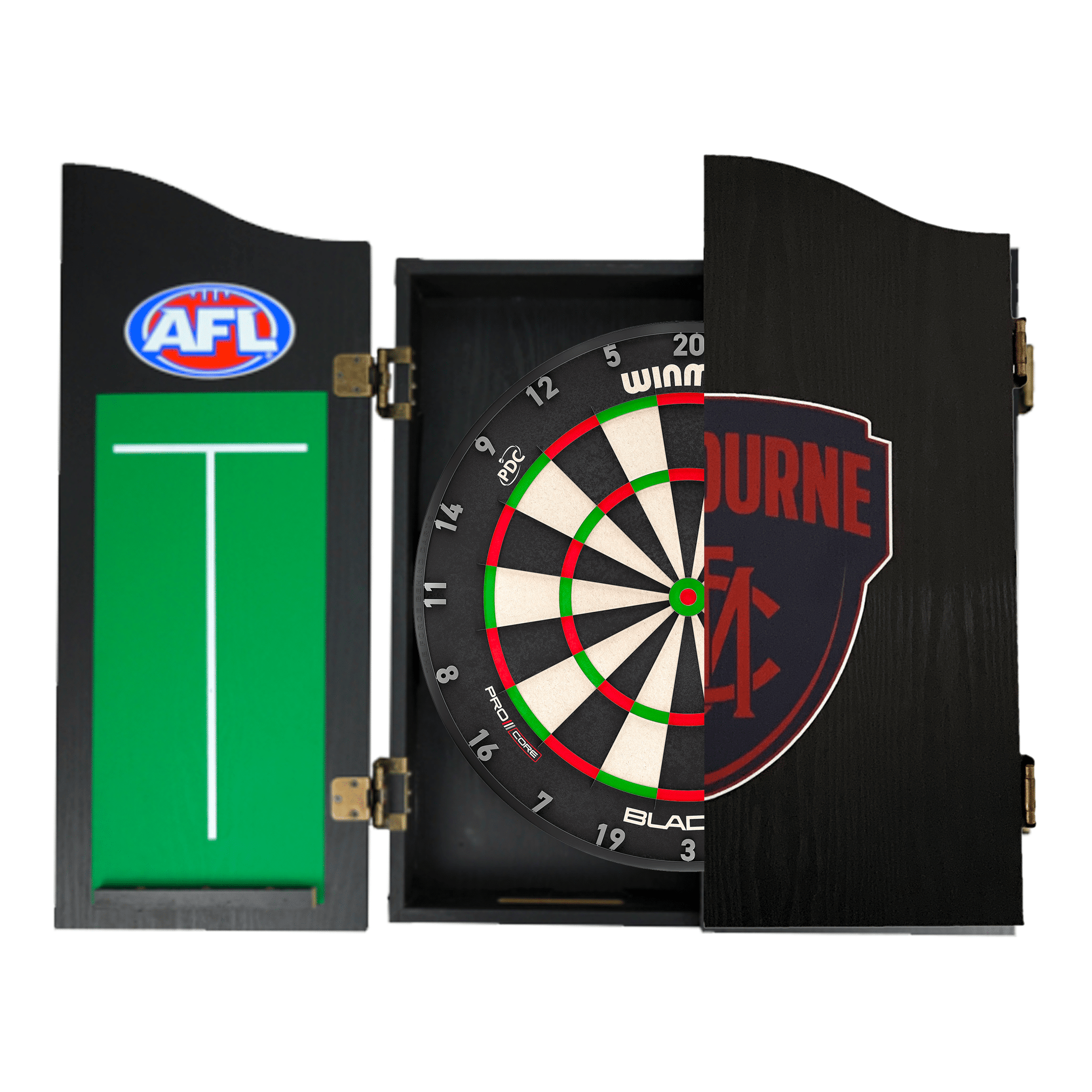 AFL Blade X Dartboard, Official AFL Cabinet & Darts - Complete Darts Set Blade X / Melbourne Demons Boards