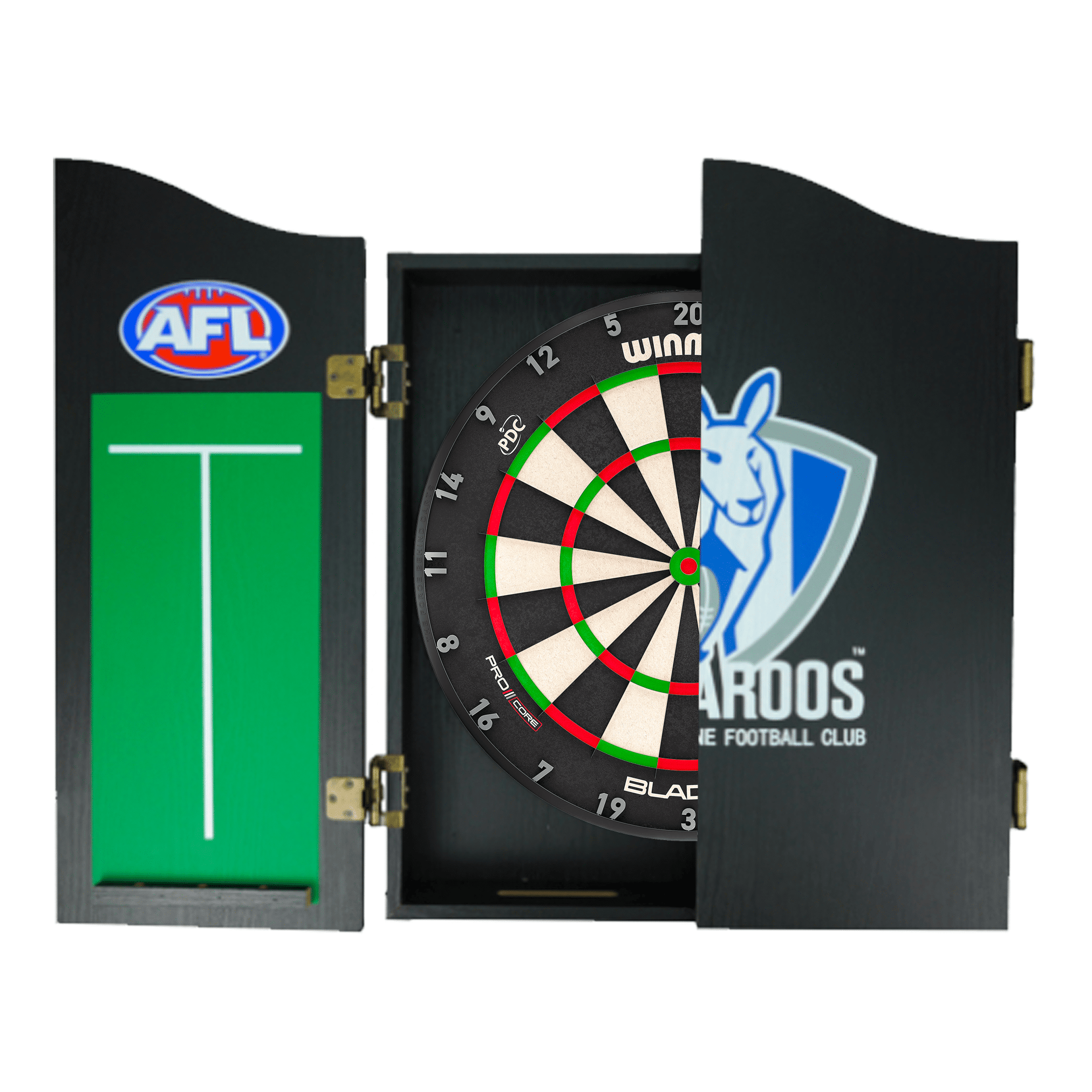 AFL Blade X Dartboard, Official AFL Cabinet & Darts - Complete Darts Set Blade X / North Melbourne Kangaroos Boards