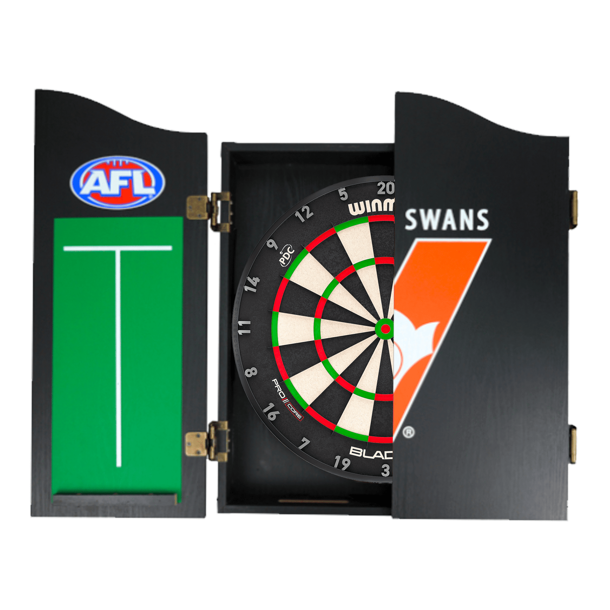 AFL Blade X Dartboard, Official AFL Cabinet & Darts - Complete Darts Set Blade X / Sydney Swans Boards