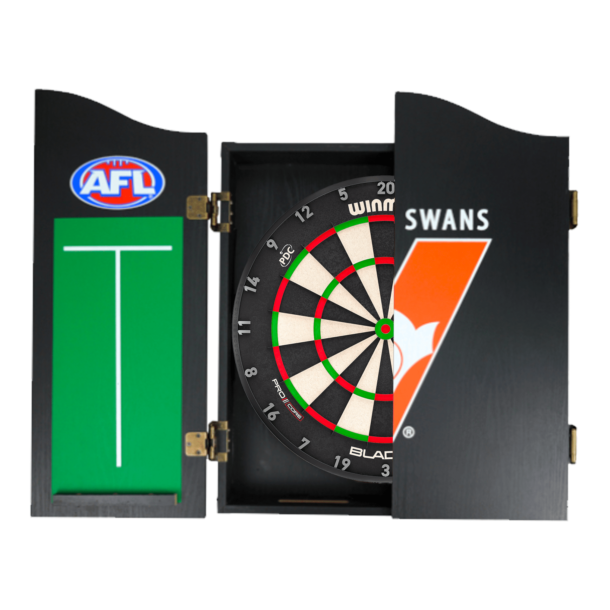 AFL Blade X Dartboard, Official AFL Cabinet & Darts - Complete Darts Set Blade X / Sydney Swans Boards
