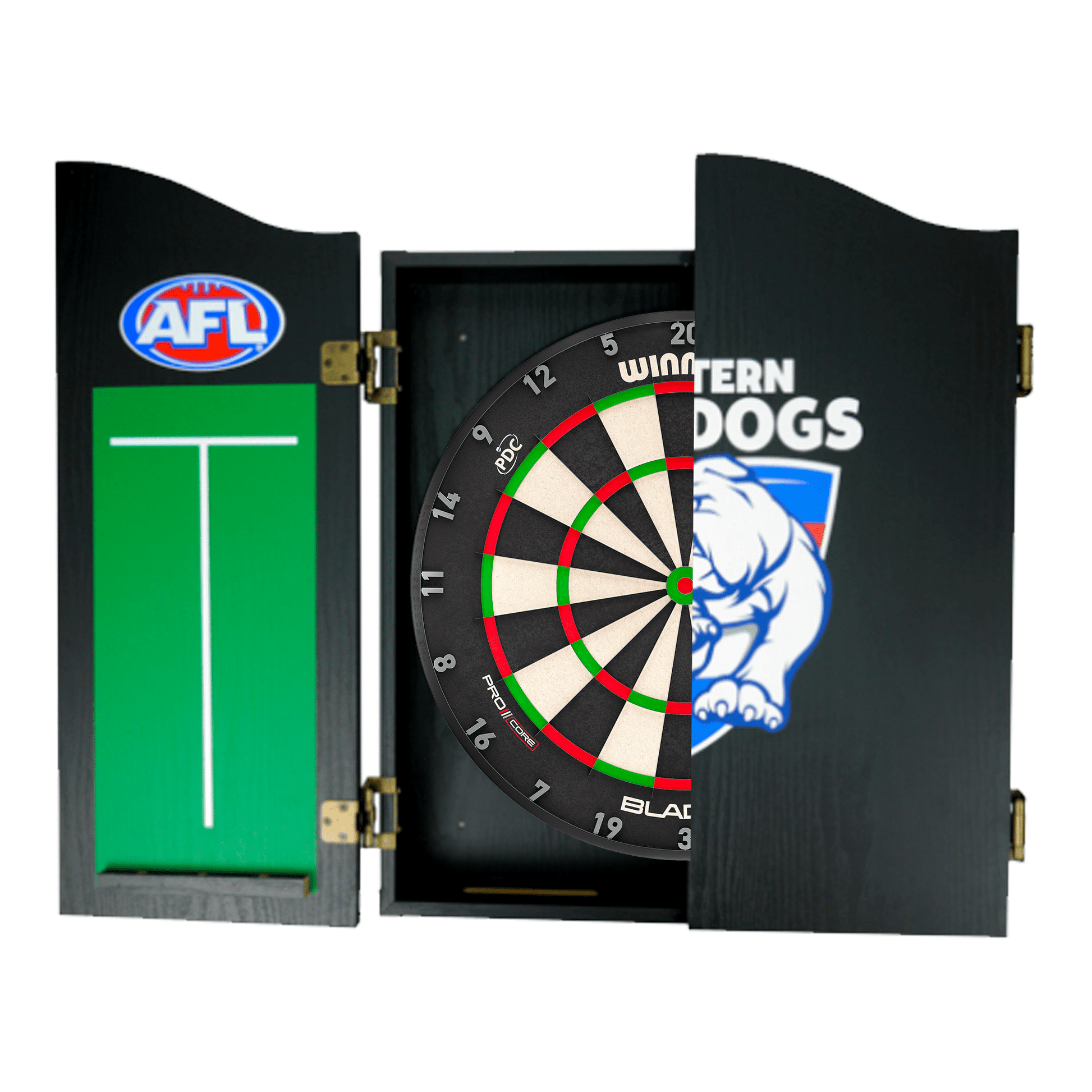 AFL Blade X Dartboard, Official AFL Cabinet & Darts - Complete Darts Set Blade X / Western Bulldogs Boards