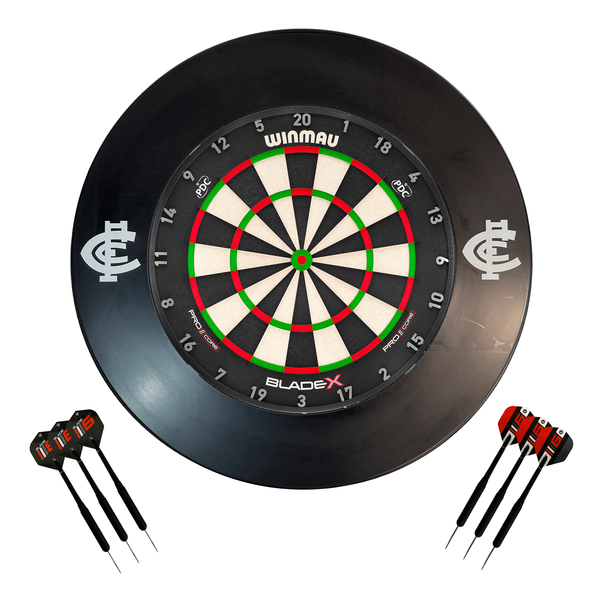 AFL Blade X Dartboard, Official AFL Surround & Darts - Complete Darts Set Blade X / Carlton Blues Boards
