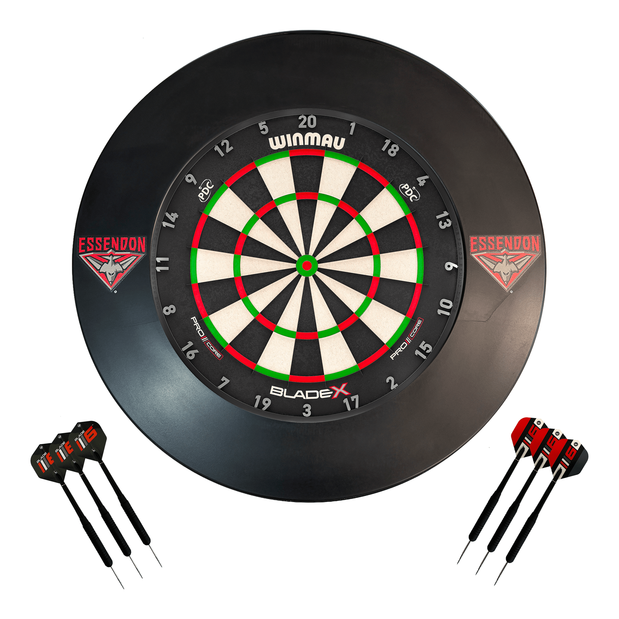 AFL Blade X Dartboard, Official AFL Surround & Darts - Complete Darts Set Blade X / Essendon Bombers Boards