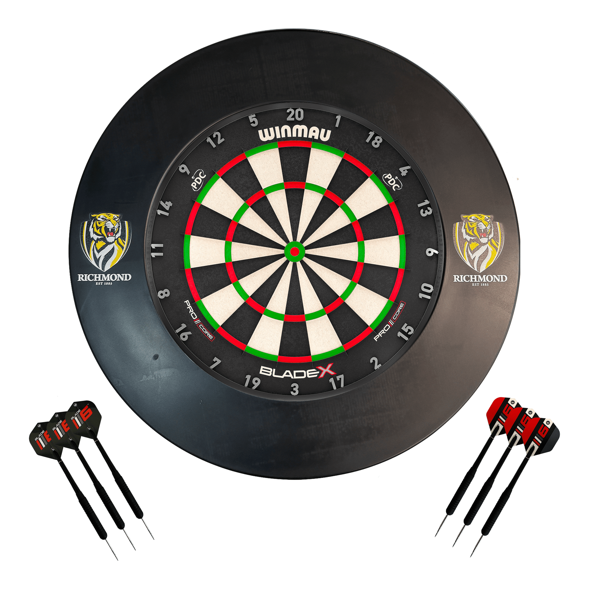 AFL Blade X Dartboard, Official AFL Surround & Darts - Complete Darts Set Blade X / Richmond Tigers Boards