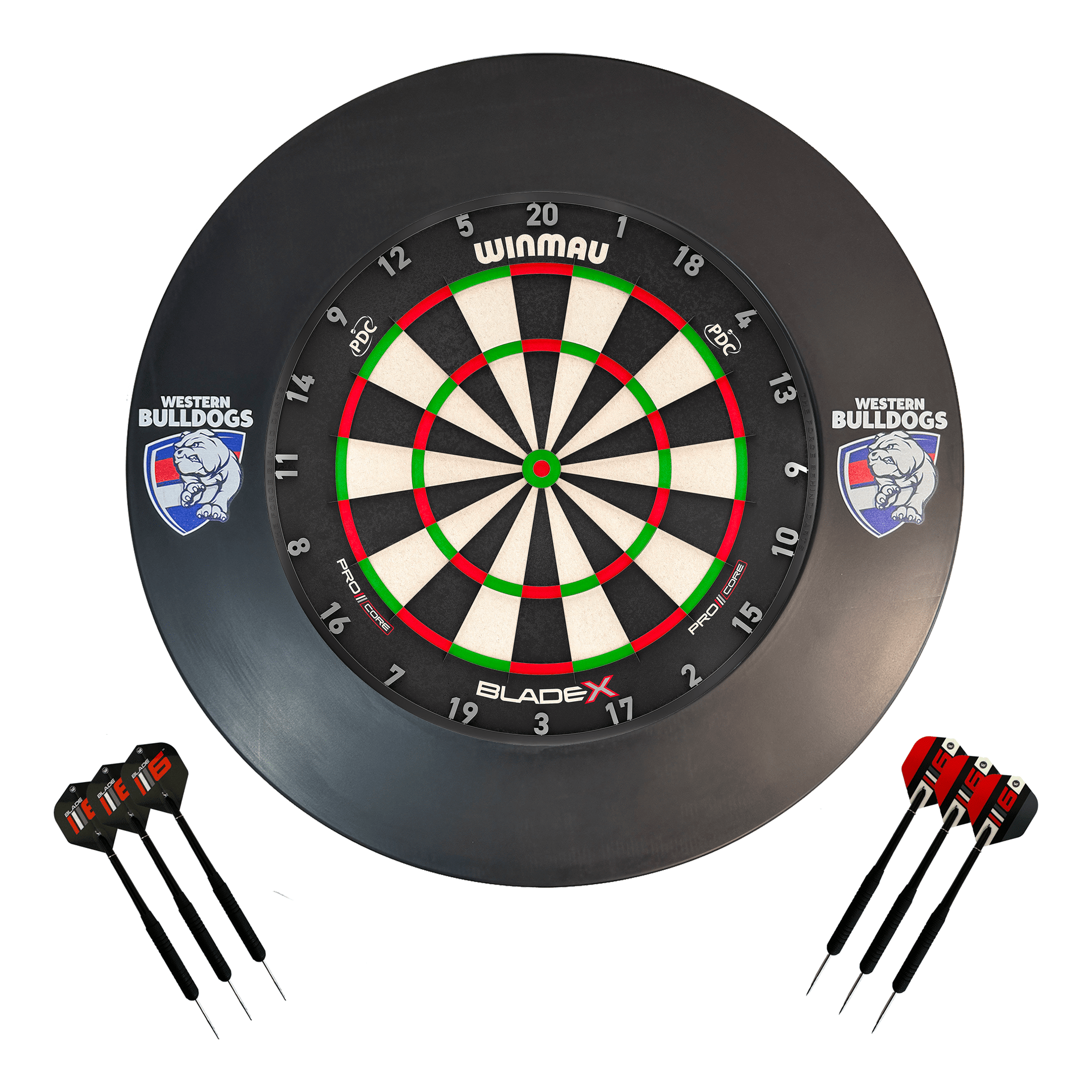 AFL Blade X Dartboard, Official AFL Surround & Darts - Complete Darts Set Blade X / Western Bulldogs Boards