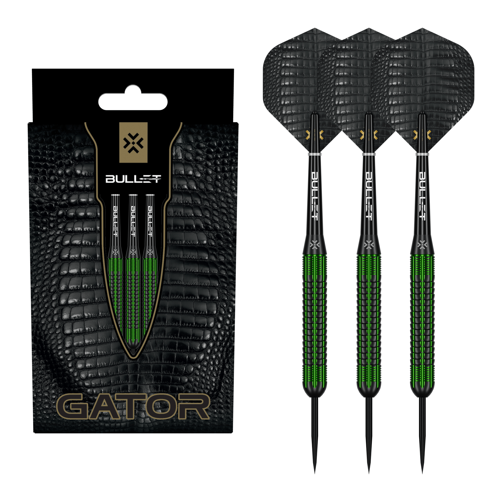 Bullet Gator - Brass Barrel Steel Tip Darts 22 Grams Darts