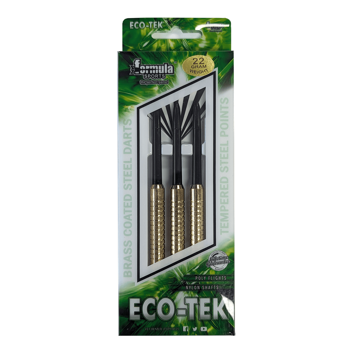 Formula Sports Eco-Tek - Brass Barrel Steel Tip Darts 22 Grams Darts