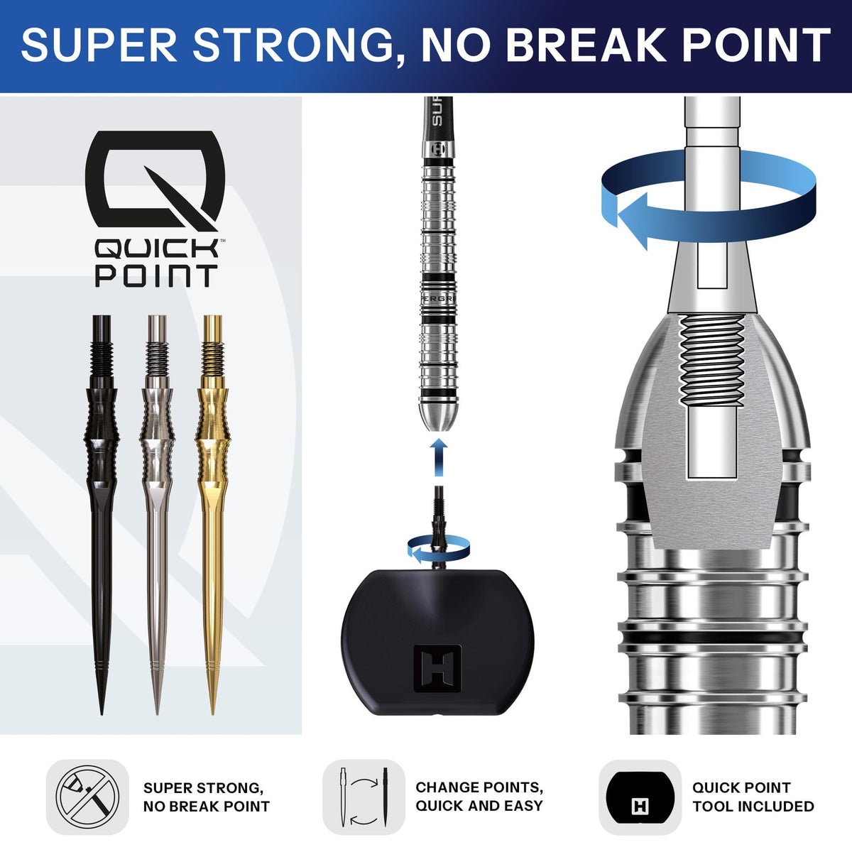 Harrows Apex Spire Elite Series - Quick Point Dart Points 40mm / Black Dart Points