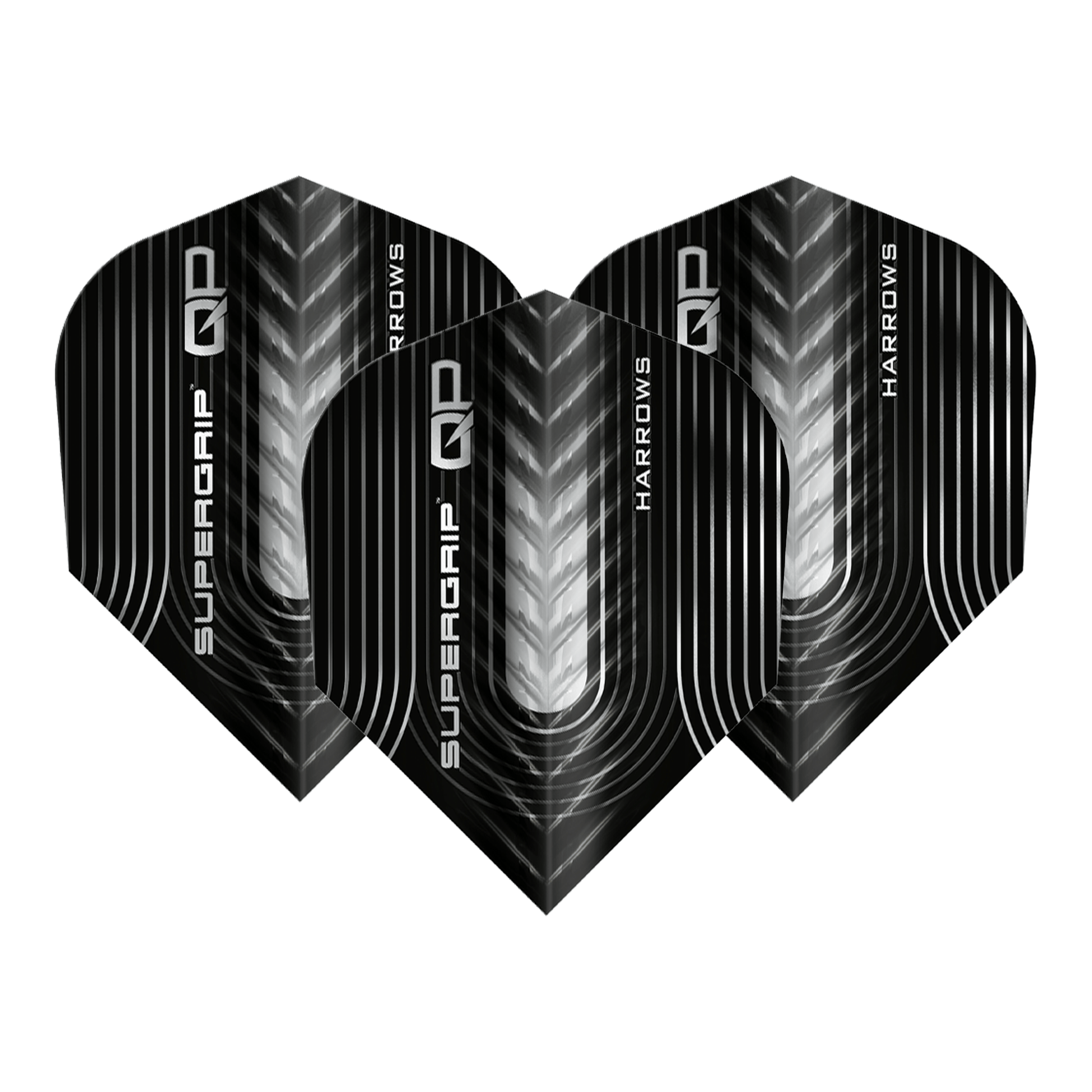 Harrows Supergrip QP - Dart Flights No. 6 / Black Flights & Shafts