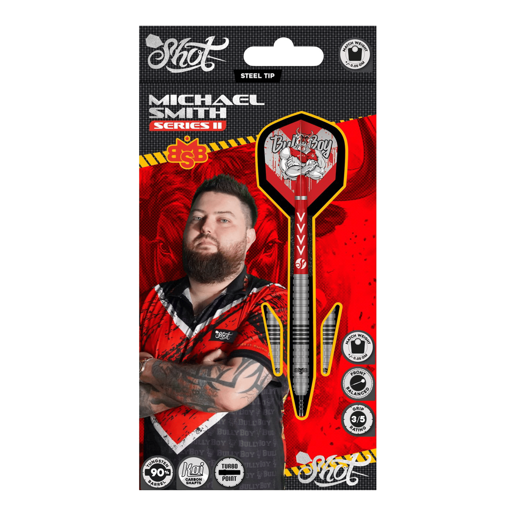 Michael Smith Series II Turbo Point - 90% Tungsten Steel Tip Darts