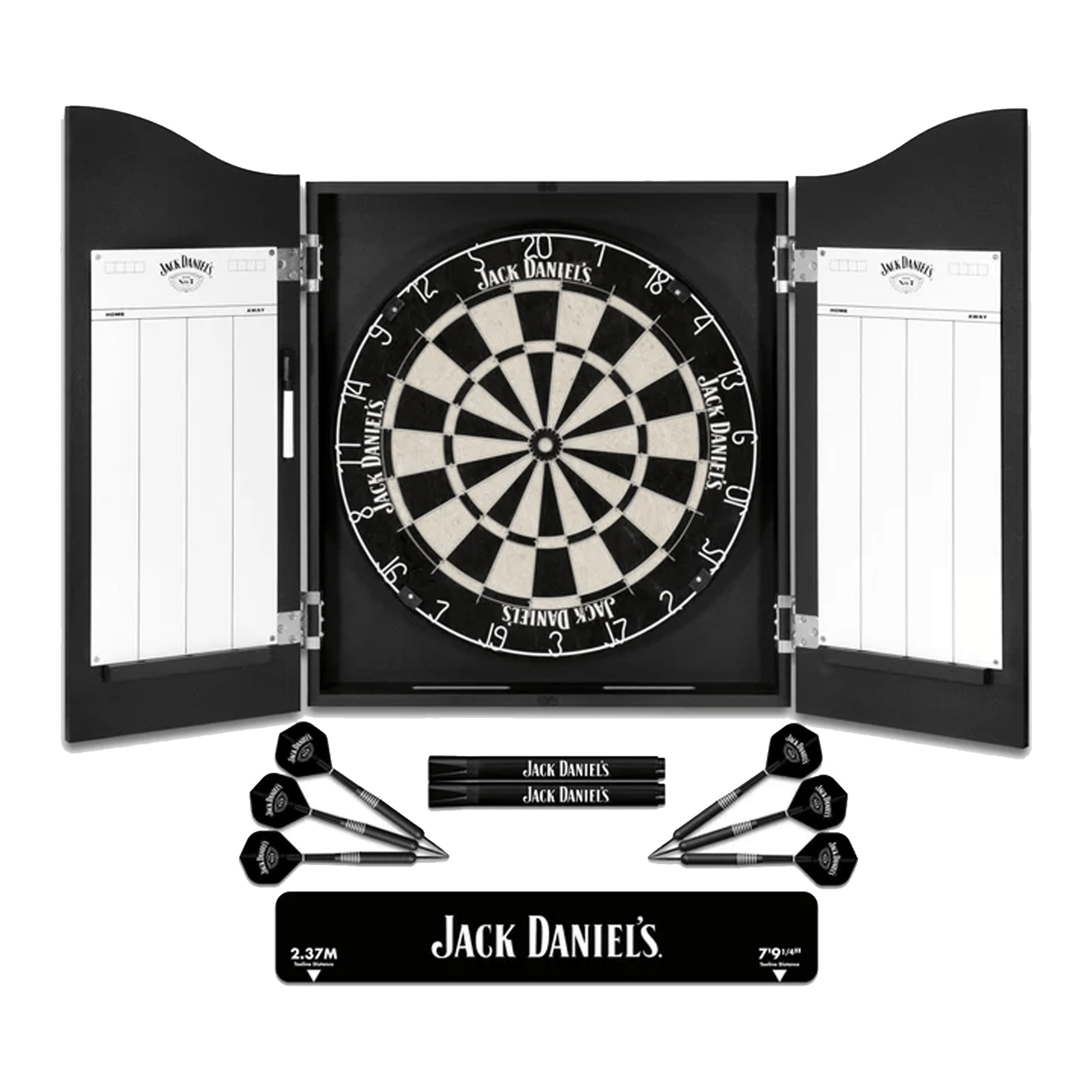 Jack Daniels JD Logo Dartboard, Cabinet & Darts - Complete Darts Set Boards