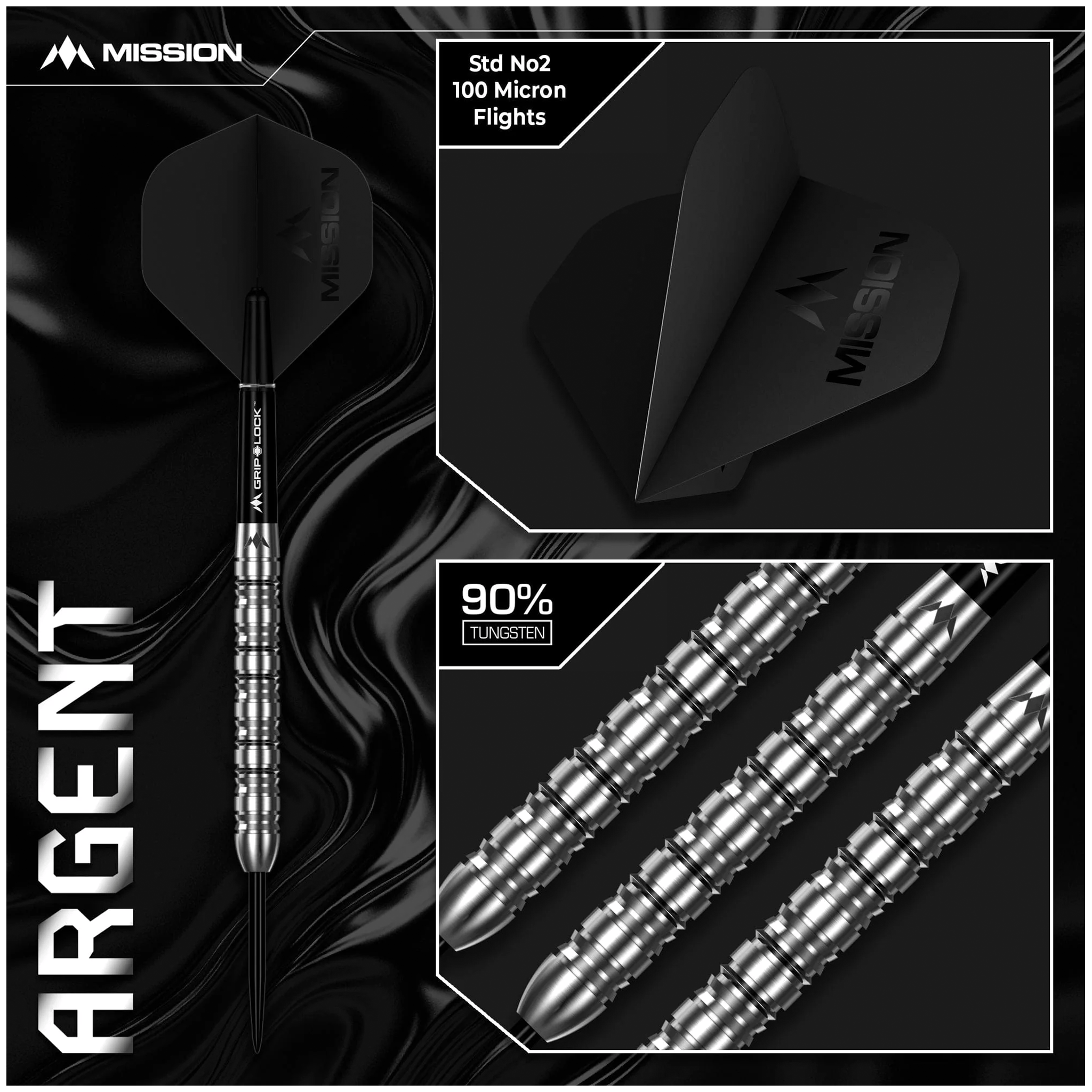 Mission Argent - 90% Tungsten Steel Tip Darts Darts