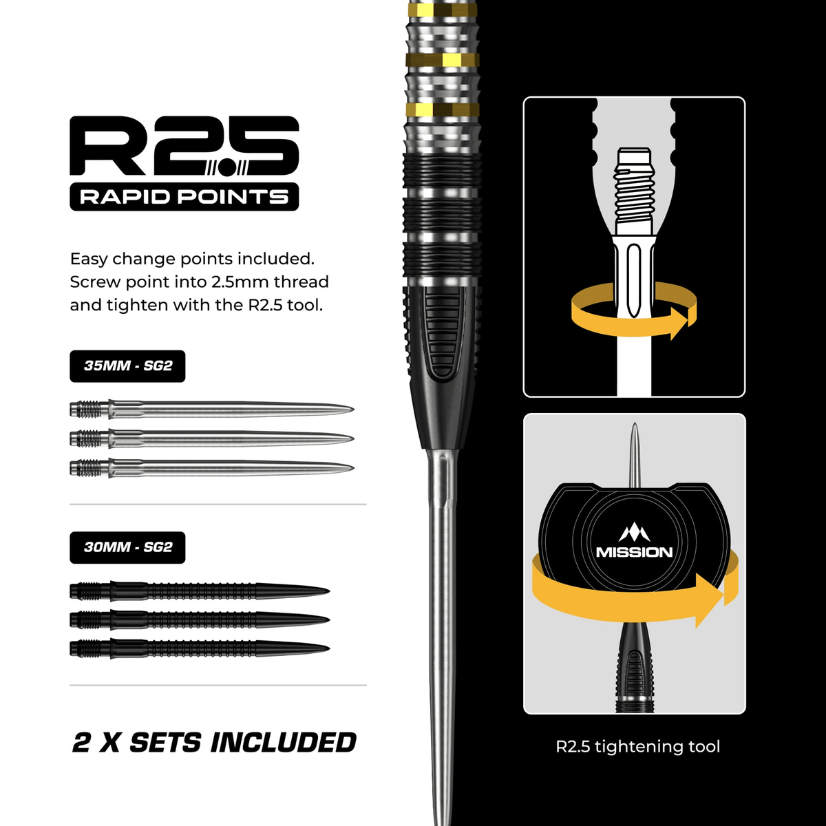 Astro R2.5 Rapid Point - 95% Tungsten Steel Tip Darts