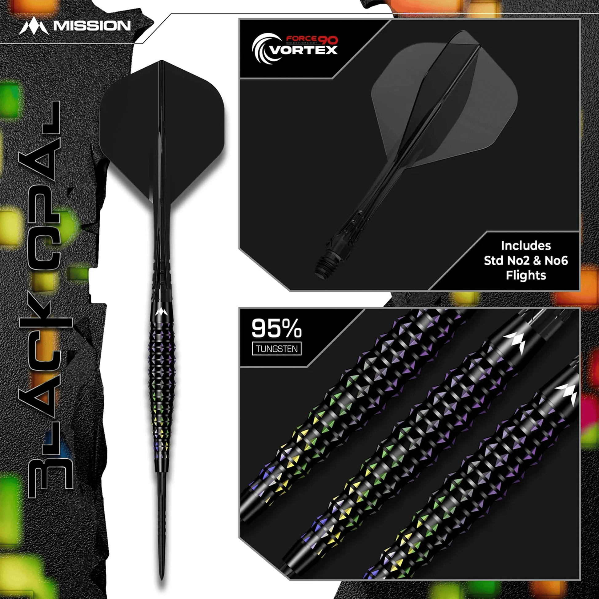 Mission Black Opal - 95% Tungsten Steel Tip Darts Darts