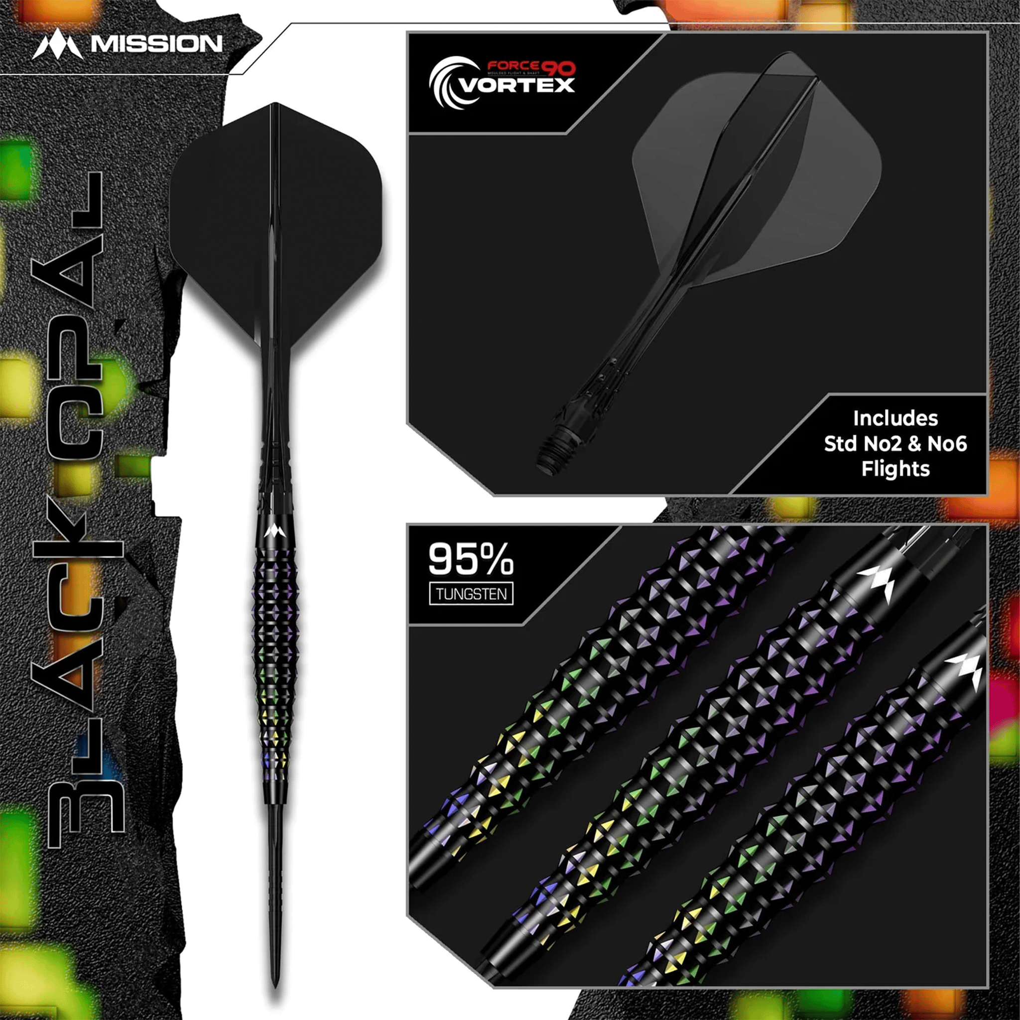 Mission Black Opal - 95% Tungsten Steel Tip Darts Darts