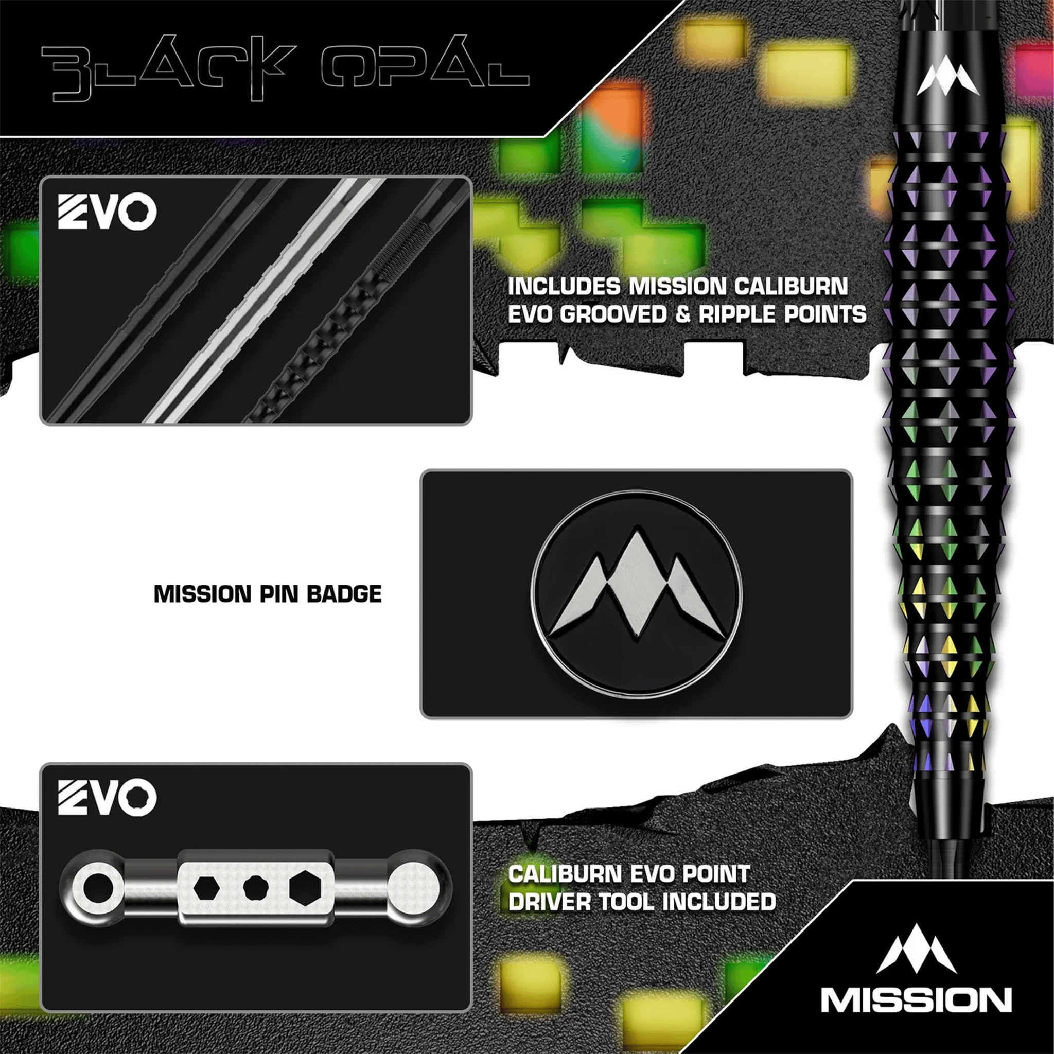 Mission Black Opal - 95% Tungsten Steel Tip Darts Darts
