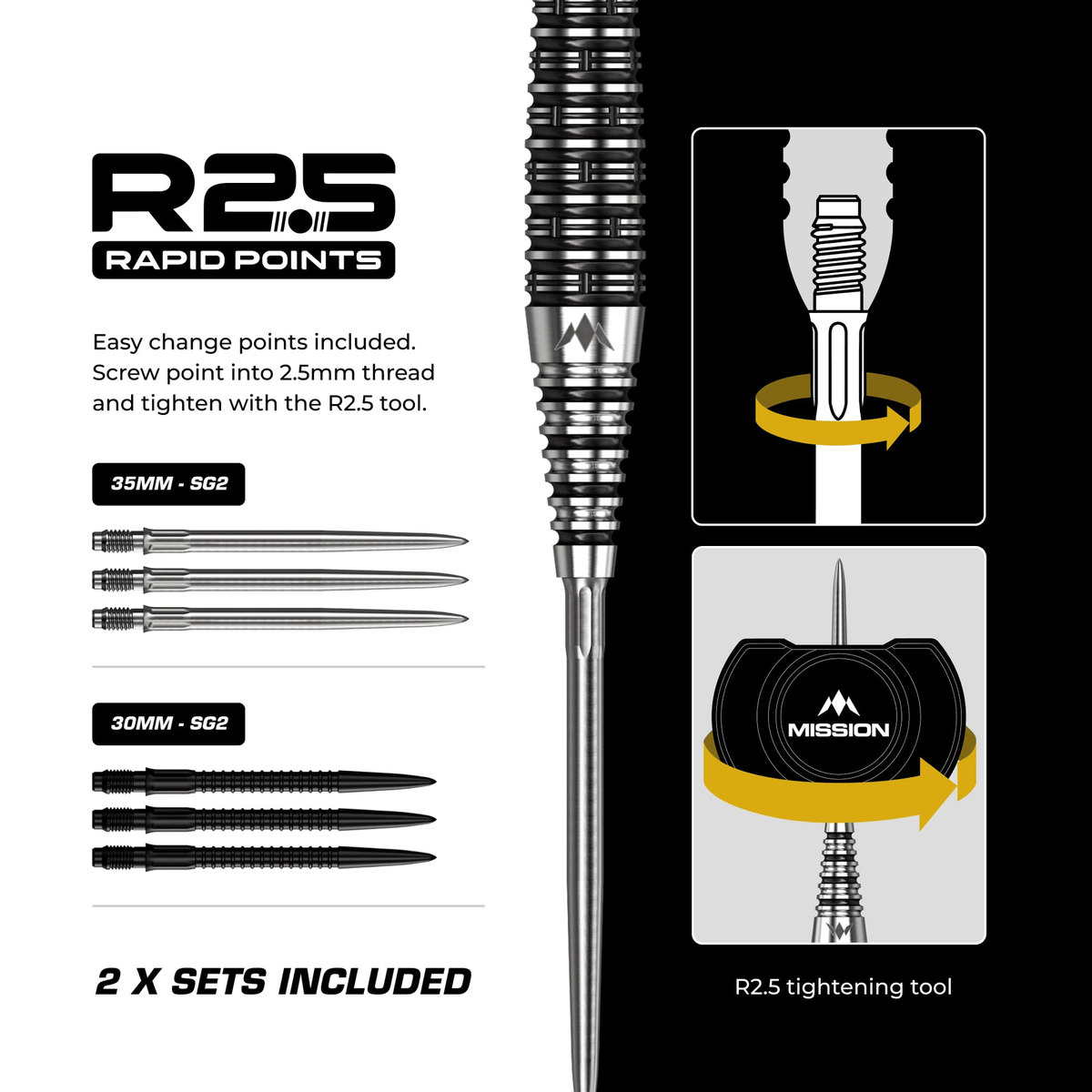Cameron Carolissen R2.5 Rapid Point - 95% Tungsten Steel Tip Darts