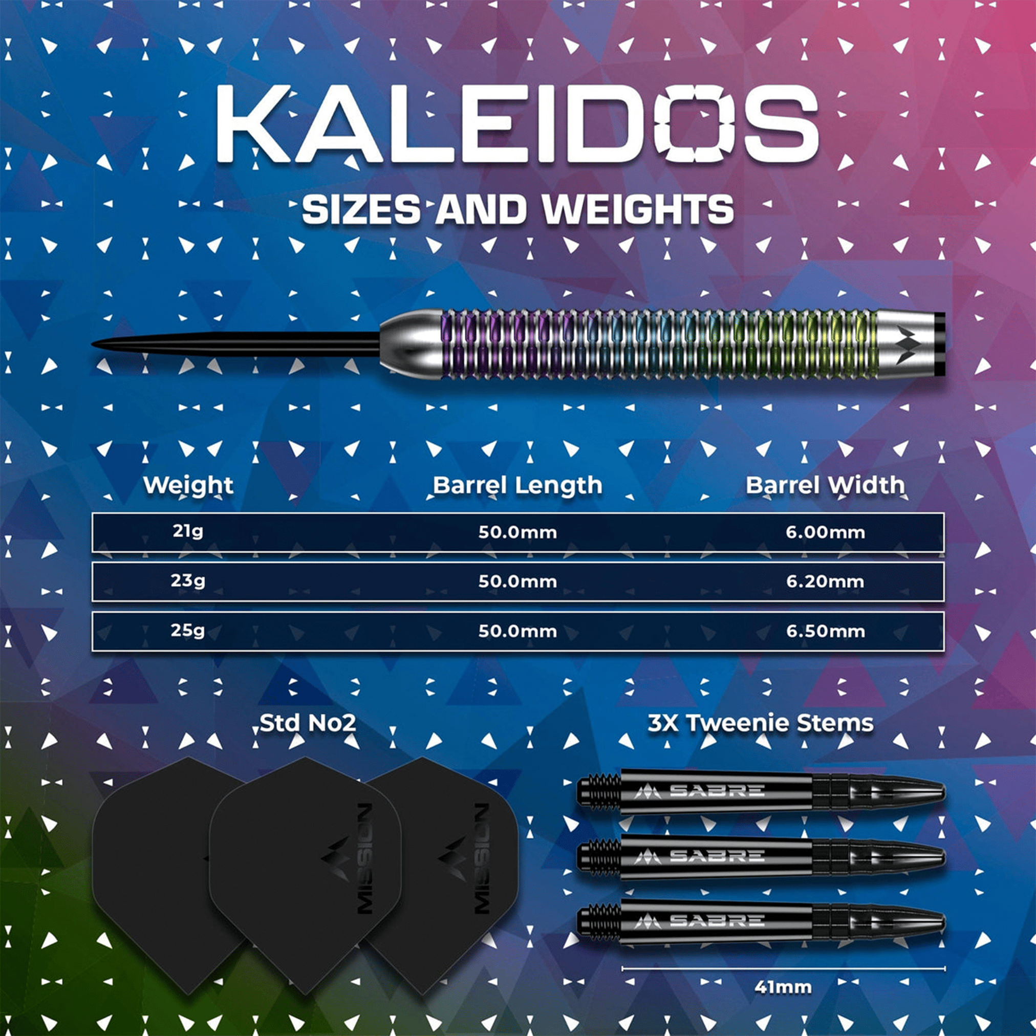 Mission Kaleidos - 95% Tungsten Steel Tip Darts Darts