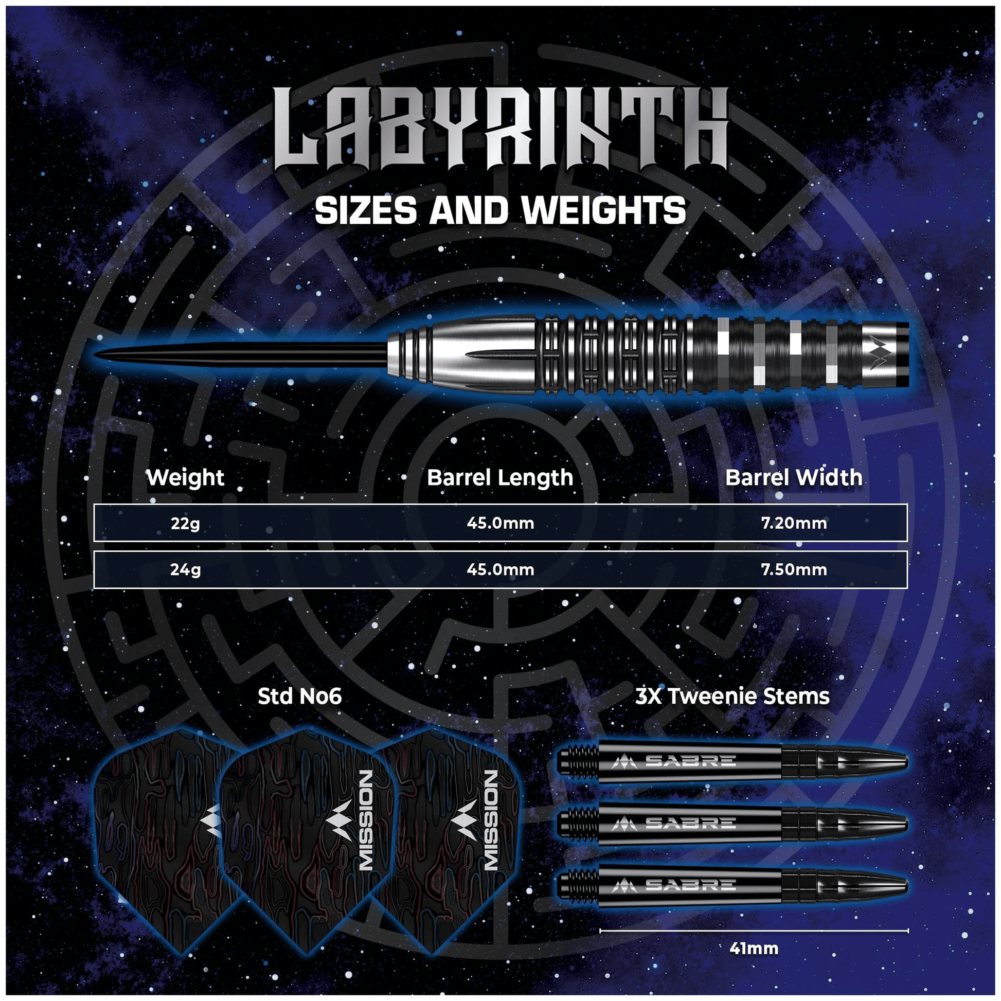 Mission Labyrinth - 90% Tungsten Steel Tip Darts Darts