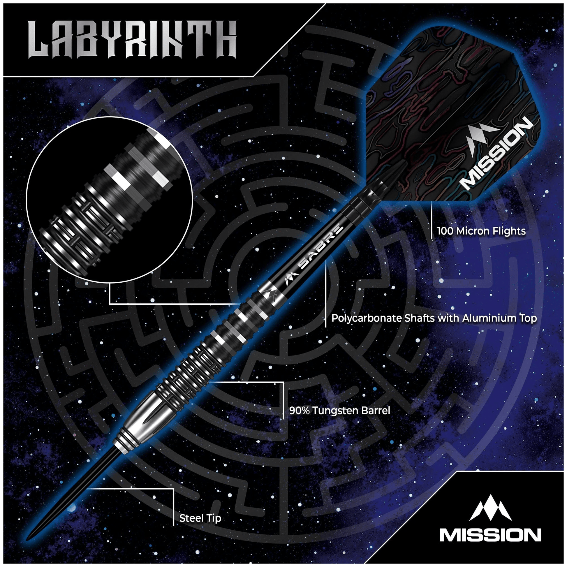 Mission Labyrinth - 90% Tungsten Steel Tip Darts Darts
