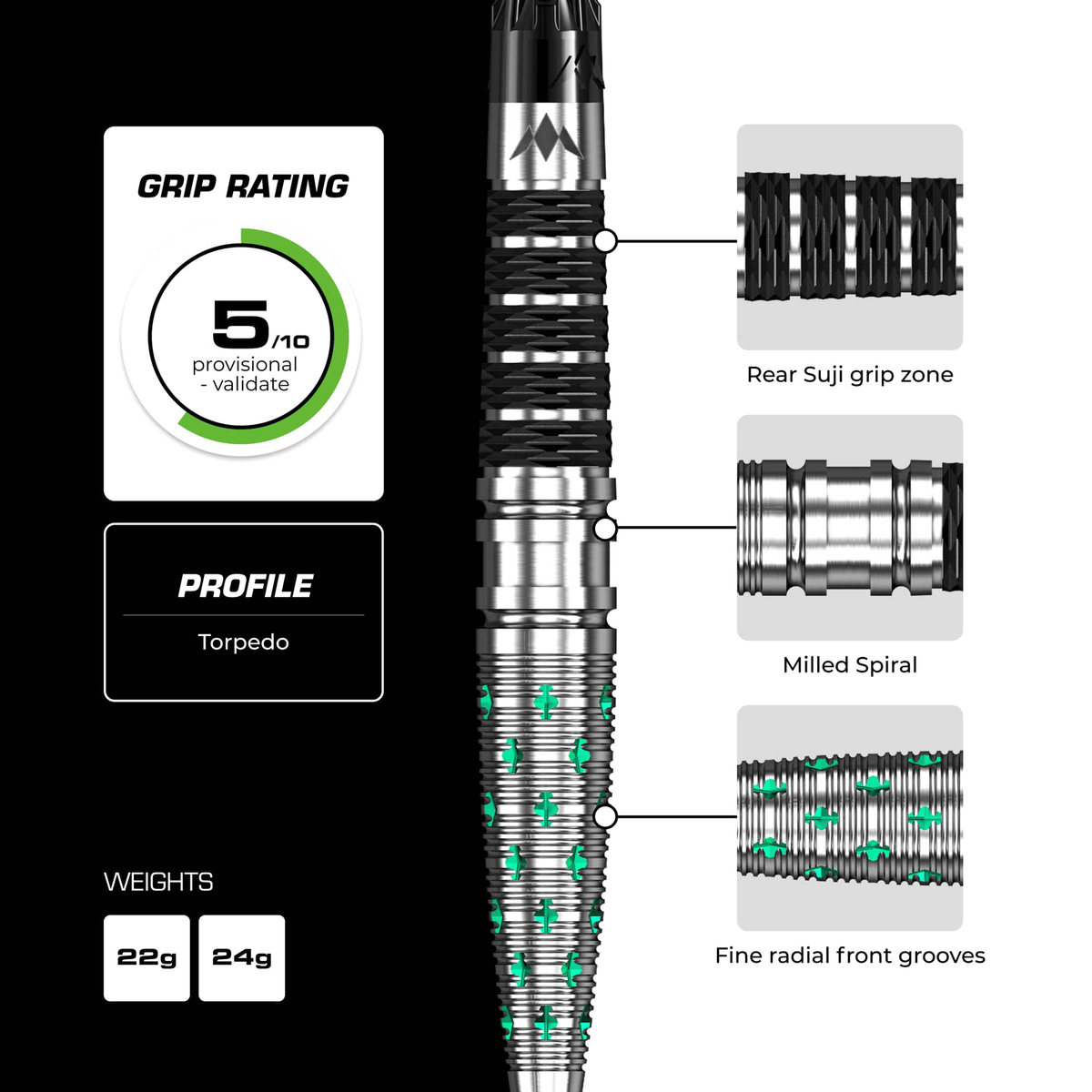 Mantis R2.5 Rapid Point - 95% Tungsten Steel Tip Darts