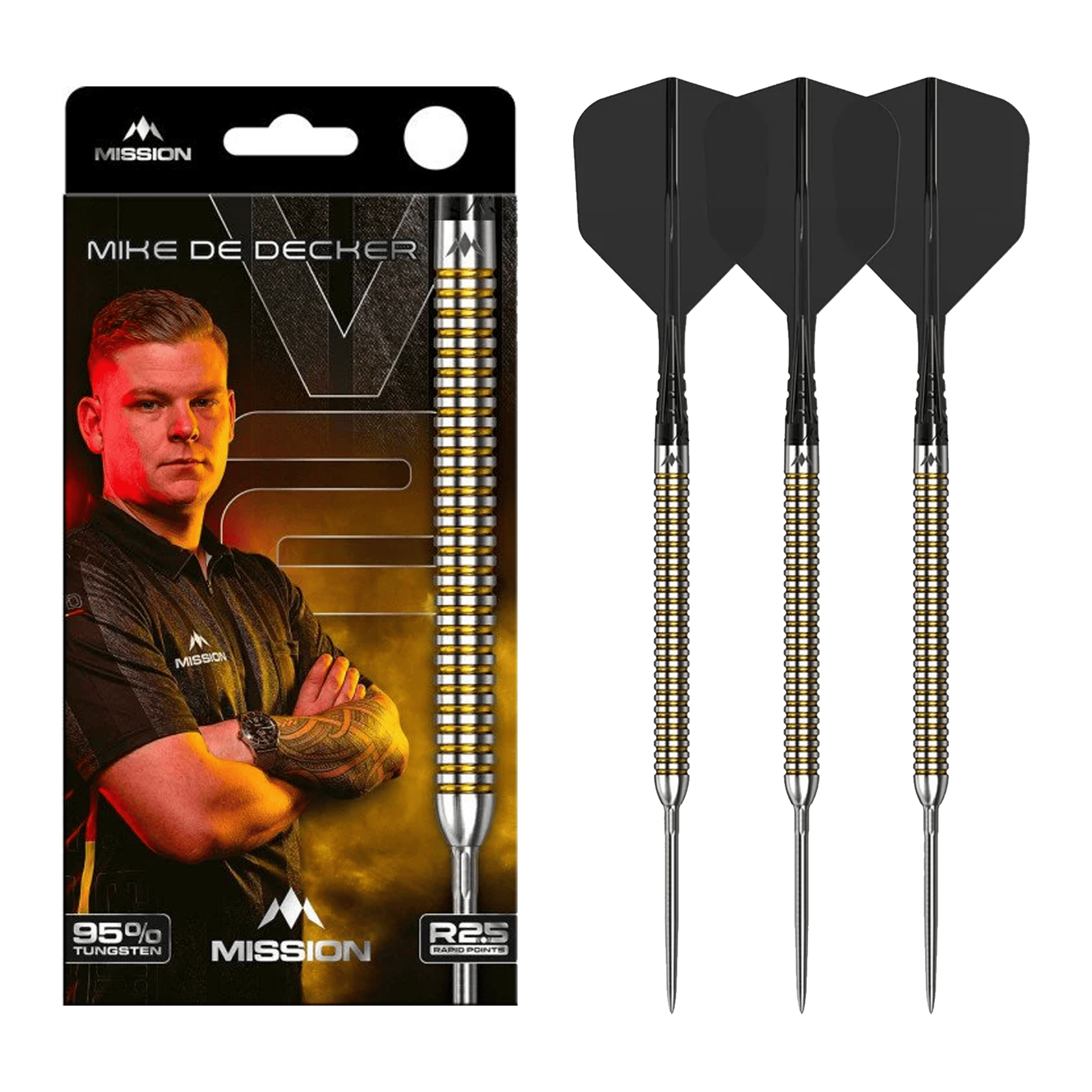 Mission Mike De Decker R2.5 Rapid Point - 95% Tungsten Steel Tip Darts 22 Grams Darts