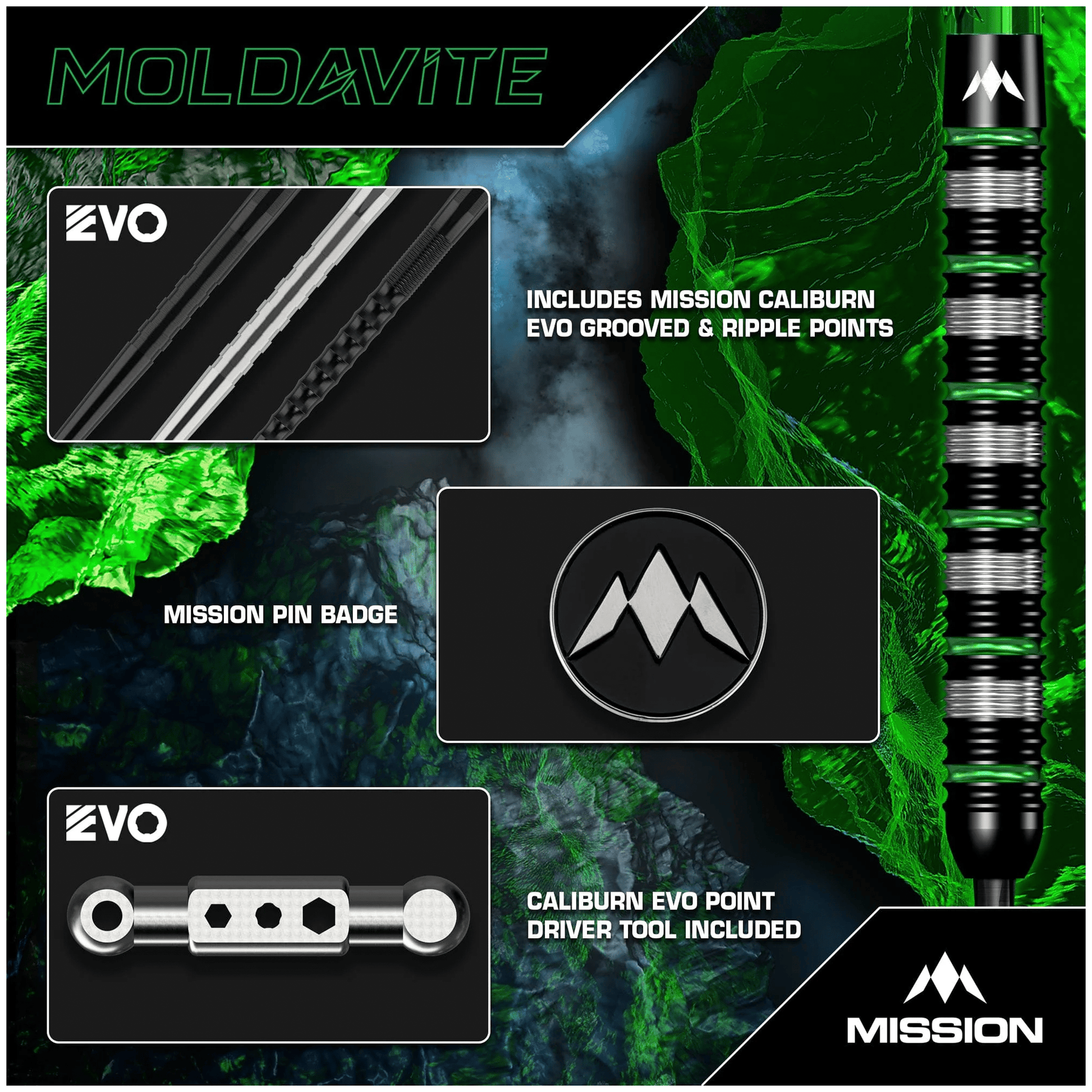 Mission Moldavite - 95% Tungsten Steel Tip Darts Darts