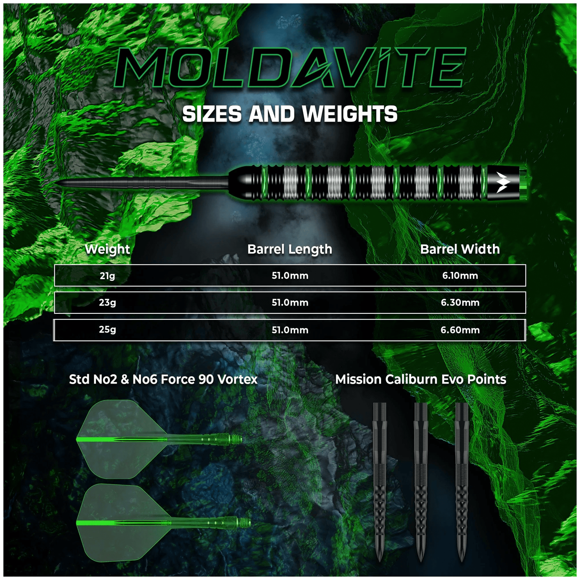Mission Moldavite - 95% Tungsten Steel Tip Darts Darts