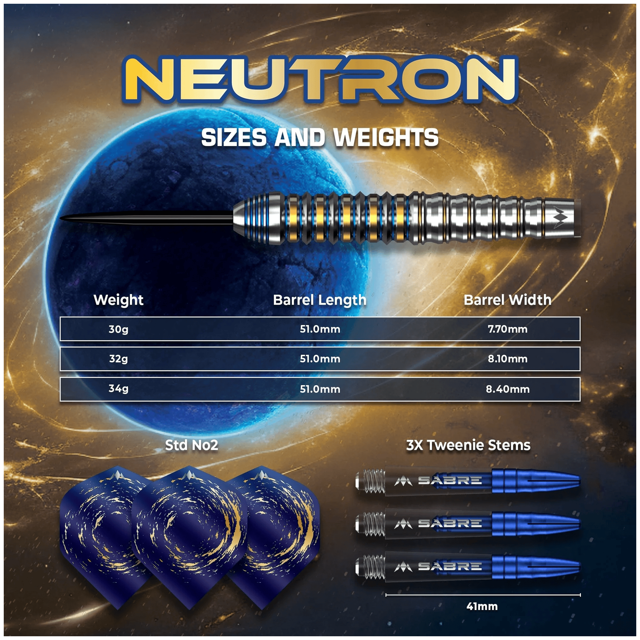 Mission Neutron - 95% Tungsten Steel Tip Darts Darts