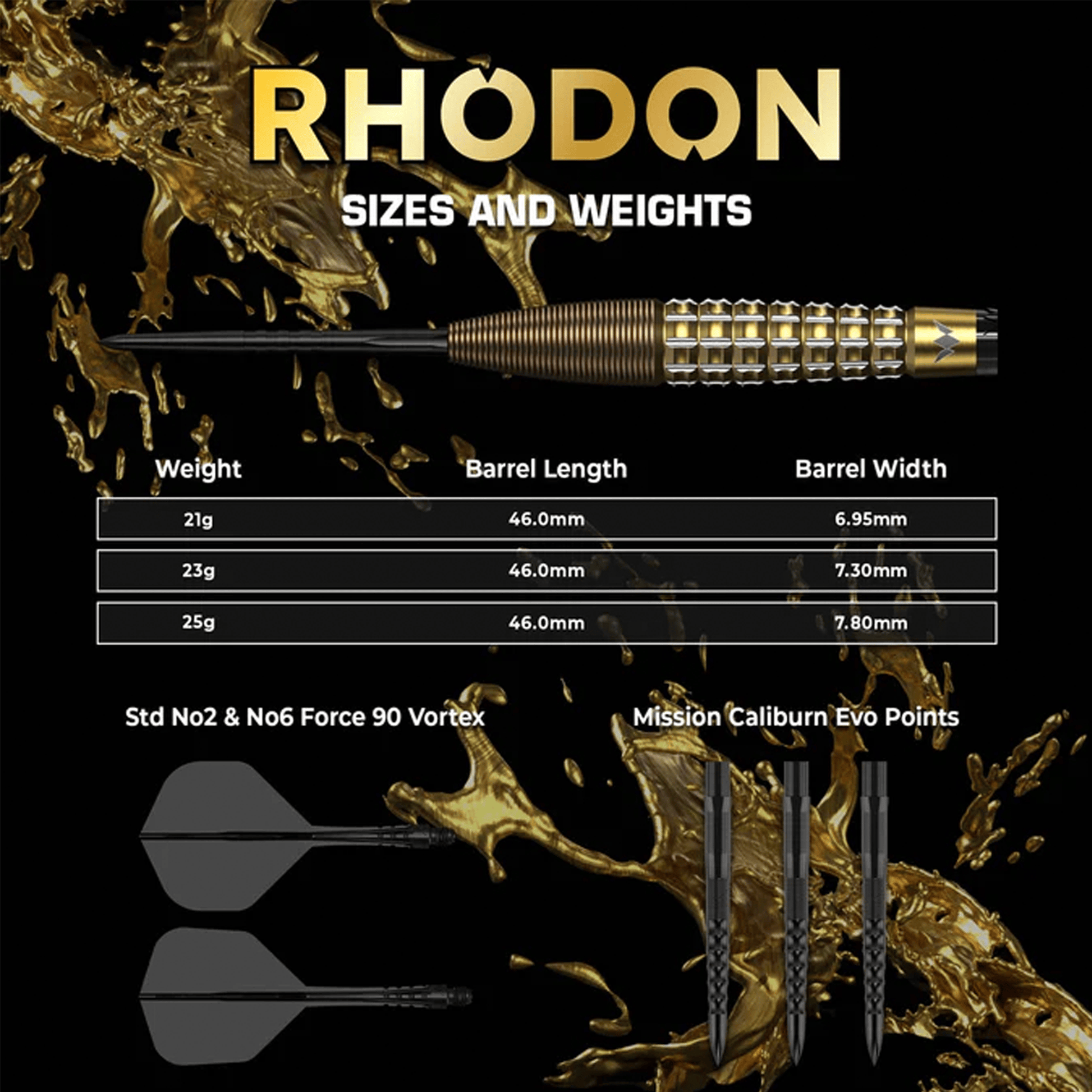 Mission Rhodon - 95% Tungsten Steel Tip Darts Darts