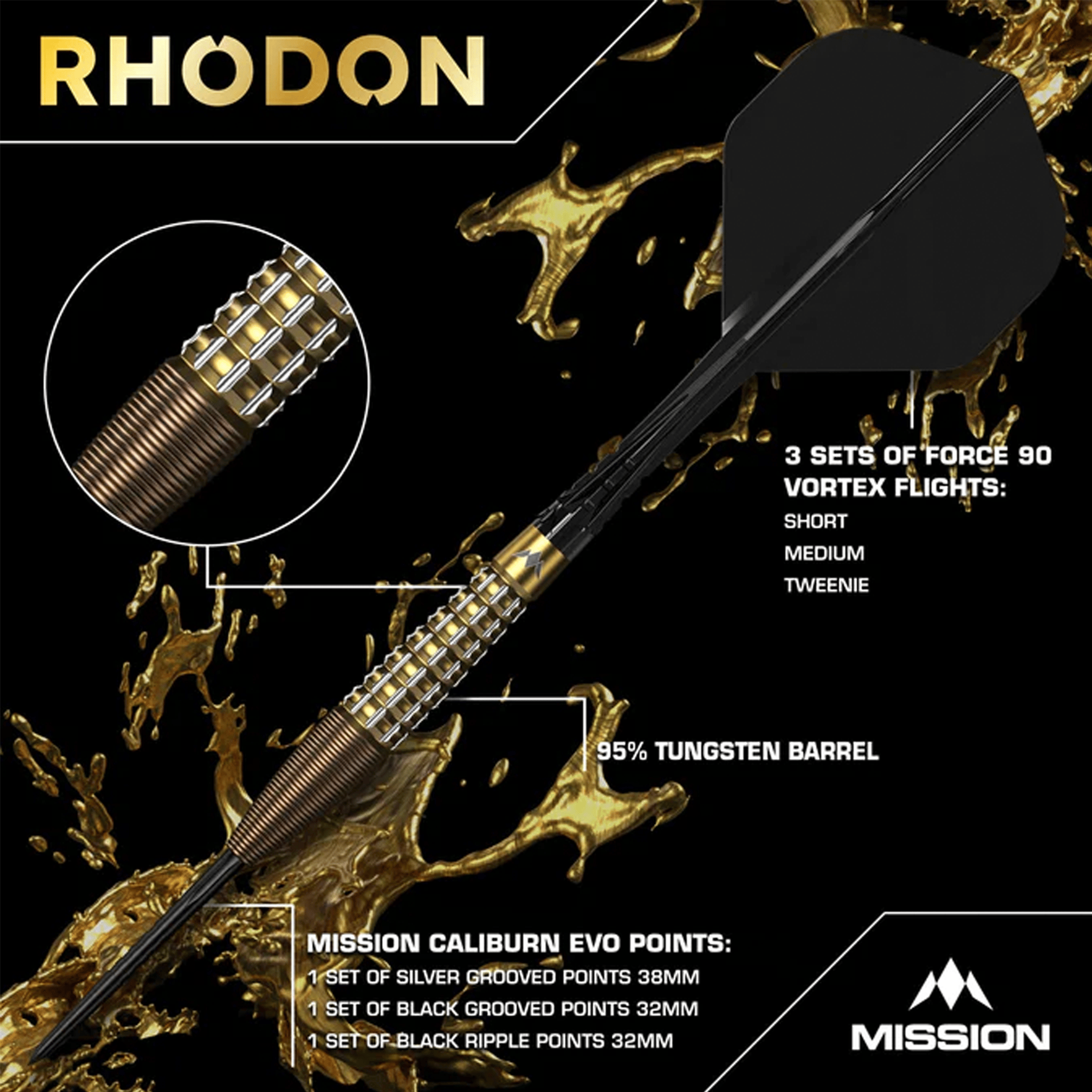 Mission Rhodon - 95% Tungsten Steel Tip Darts Darts