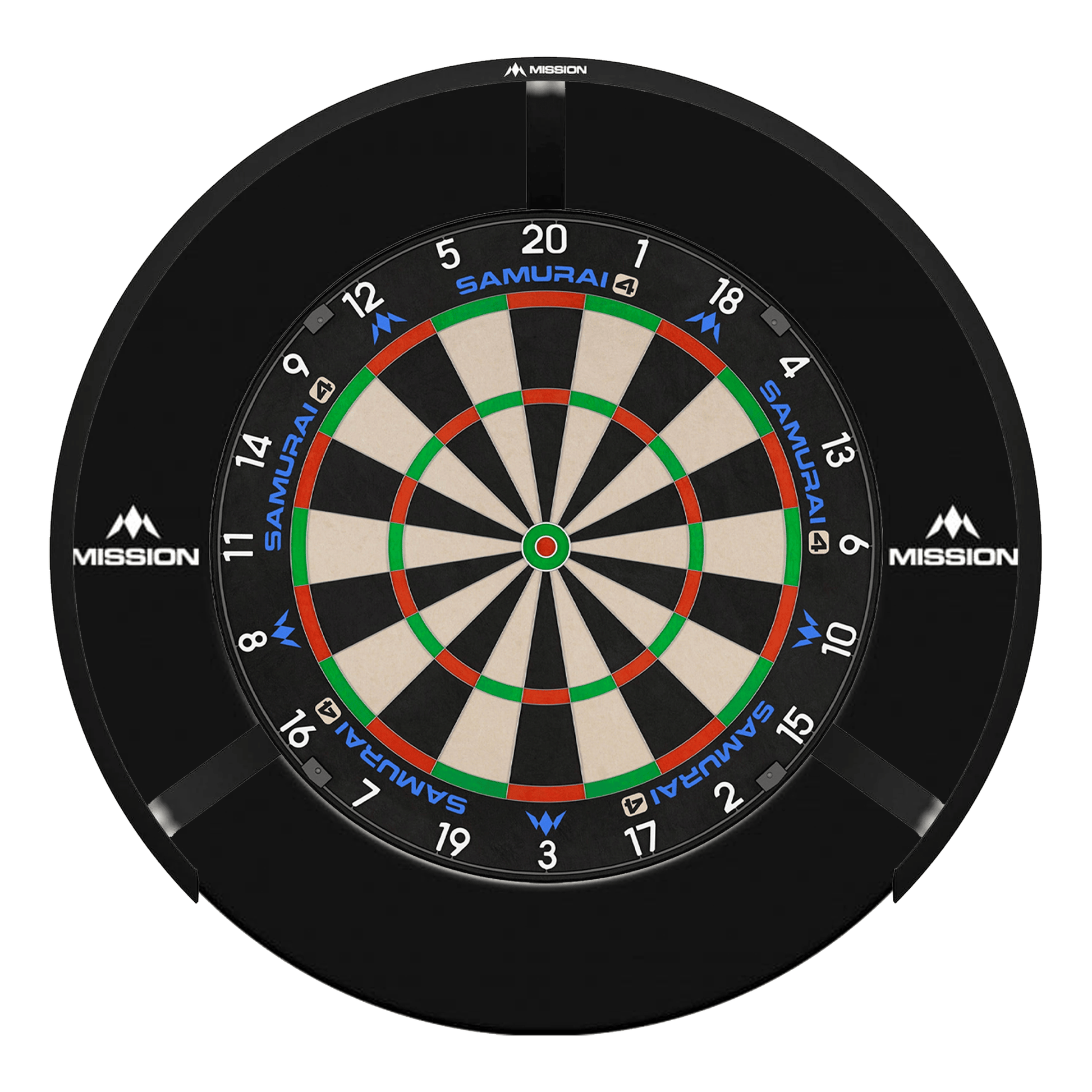Mission Samurai 4 Dartboard, Surround & Torus Light Bundle Dartboard Bundles