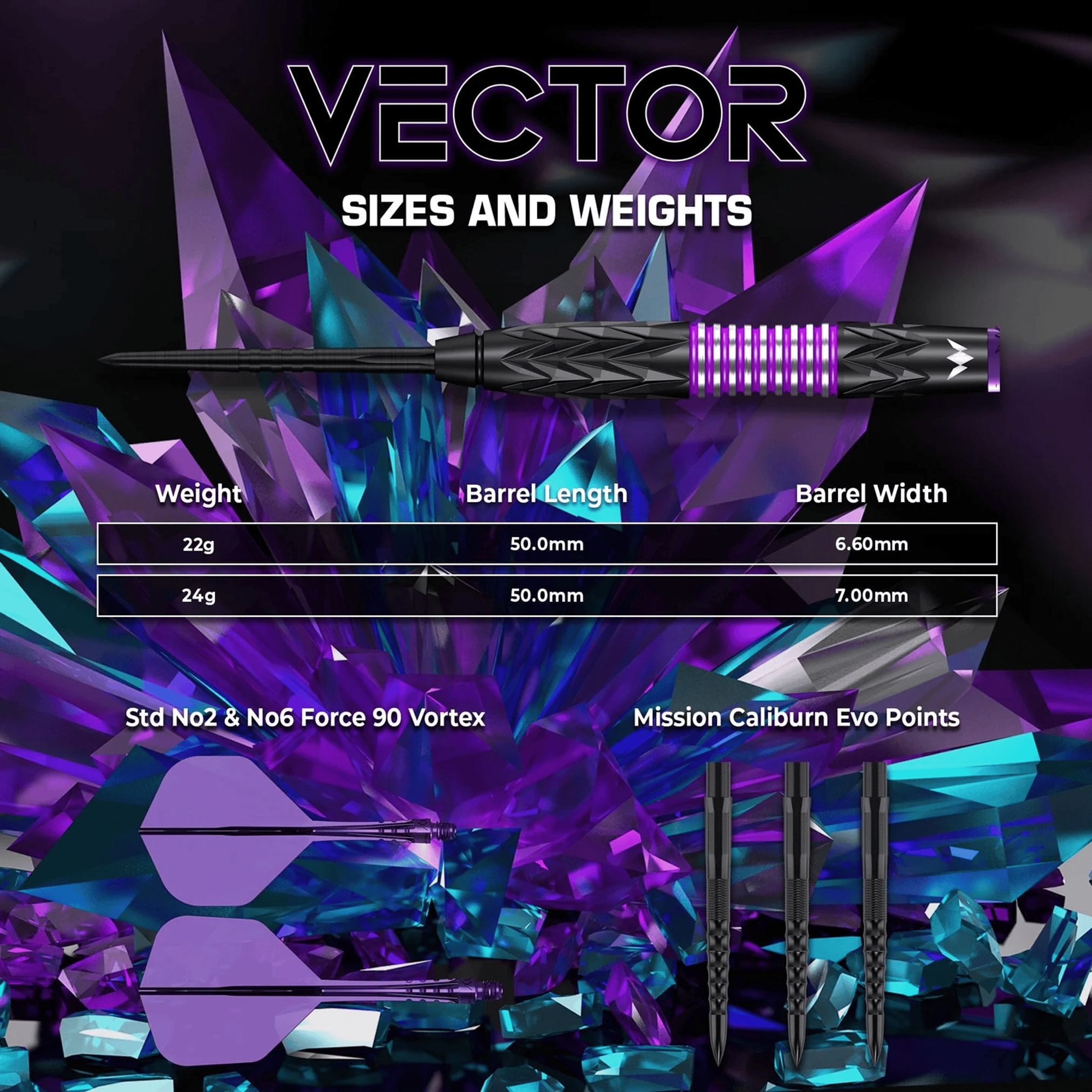 Mission Vector - 95% Tungsten Steel Tip Darts Darts