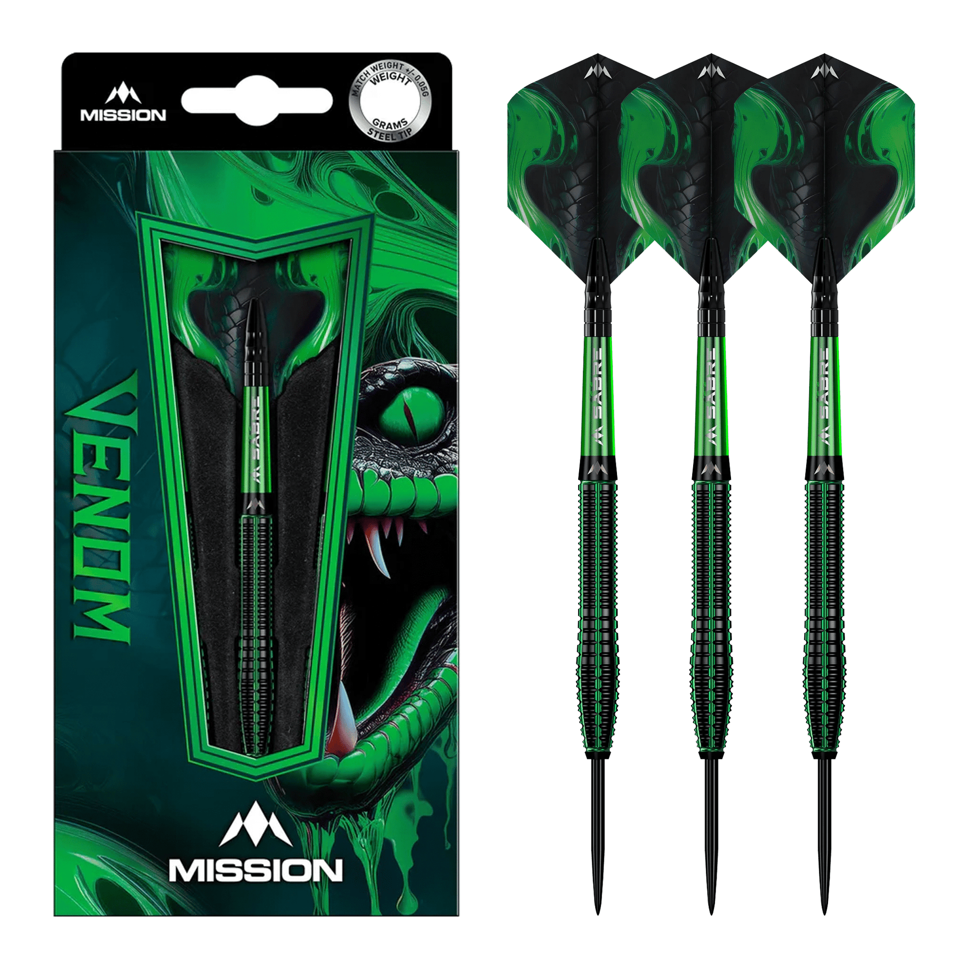 Mission Venom - 90% Tungsten Steel Tip Darts 23 Grams Darts